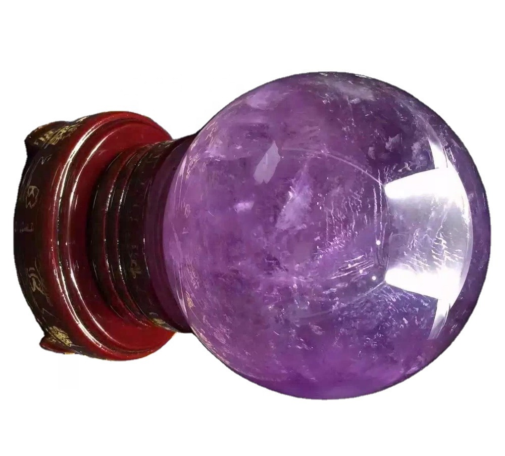AAAA+++ Amethyst boul ~~ Natirèl bèl kristal boul natirèl koulè wouj violèt Quartz esfè 3