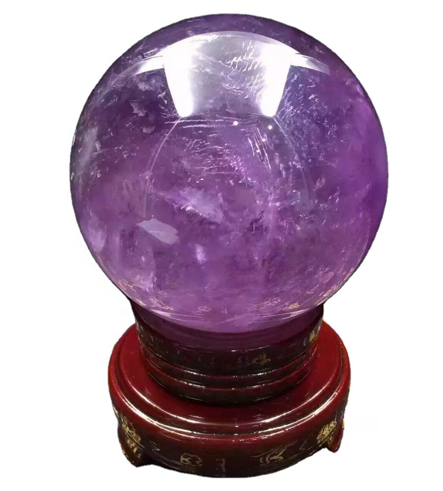 AAAA+++ Amethyst boul ~~ Natirèl bèl kristal boul natirèl koulè wouj violèt Quartz esfè 4