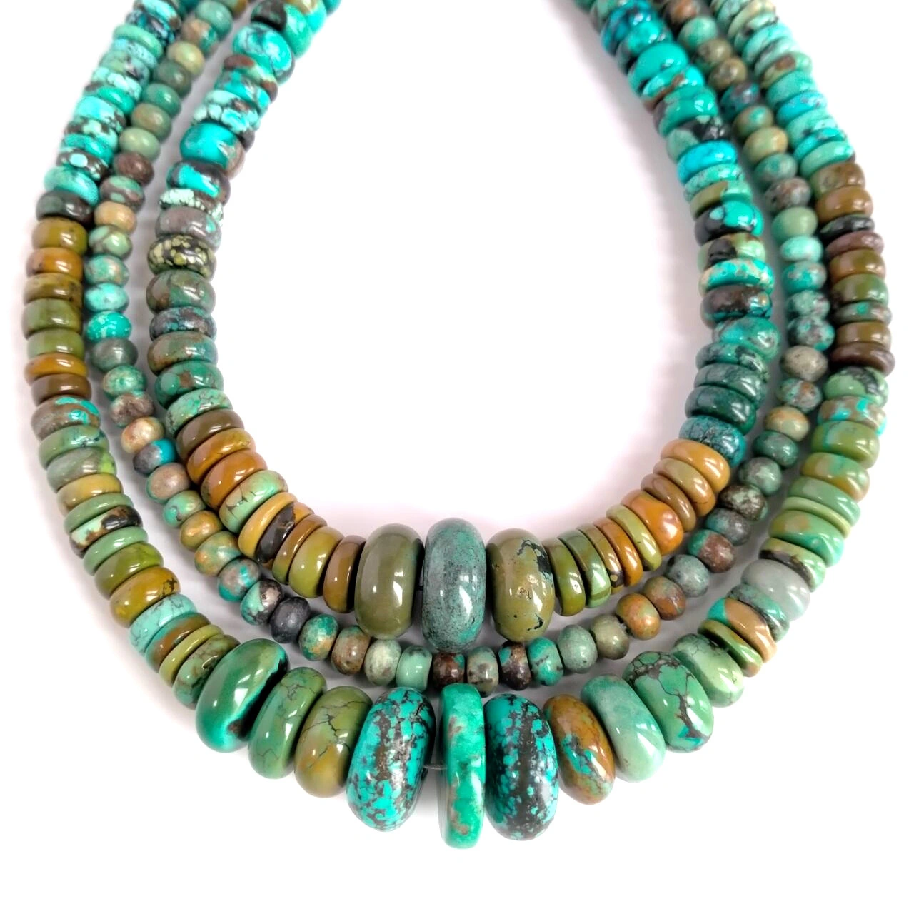 Genuine Blue Green Turquoise Necklace Big Huge Large Rondelle Bead Gemstone 1