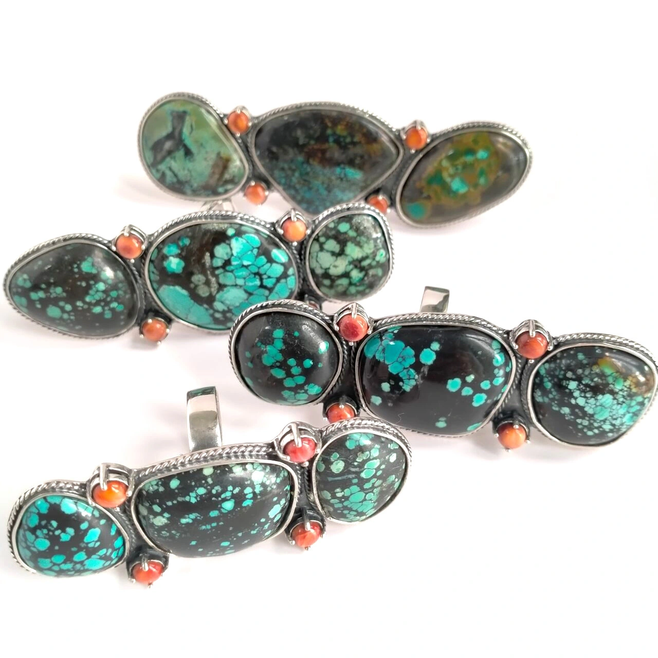 925 Sterling Silver Natural Turquoise Ring Large Irregular Handmade Big Raw Gemstone Adjustable 1