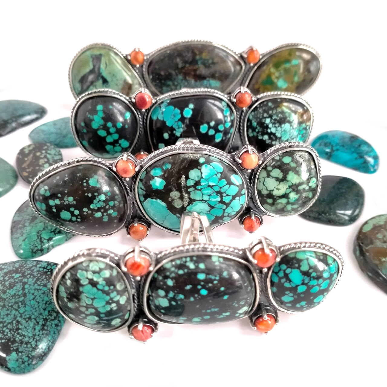 925 Sterling Silver Natural Turquoise Ring Large Irregular Handmade Big Raw Gemstone Adjustable 15