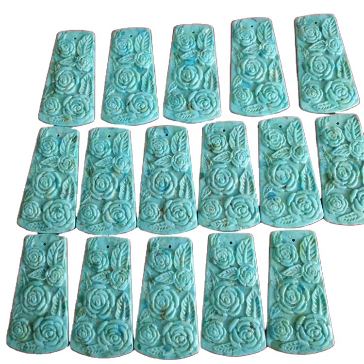 fè flè ak pyè presye turkwaz zwazo loraj Turkwaz fè mete pòtre flè Pendant pèl 1