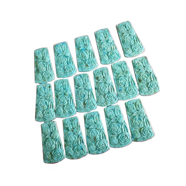 fè flè ak pyè presye turkwaz zwazo loraj Turkwaz fè mete pòtre flè Pendant pèl 3