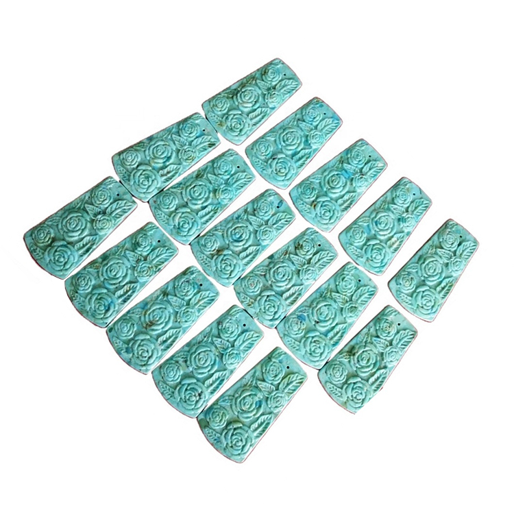 fè flè ak pyè presye turkwaz zwazo loraj Turkwaz fè mete pòtre flè Pendant pèl 2