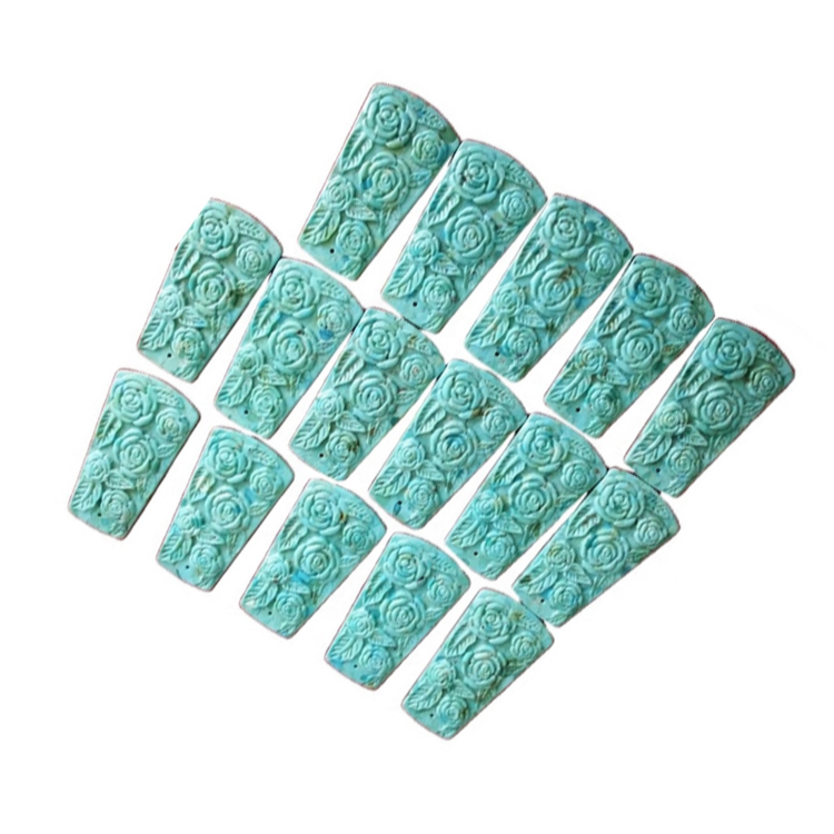 fè flè ak pyè presye turkwaz zwazo loraj Turkwaz fè mete pòtre flè Pendant pèl 4