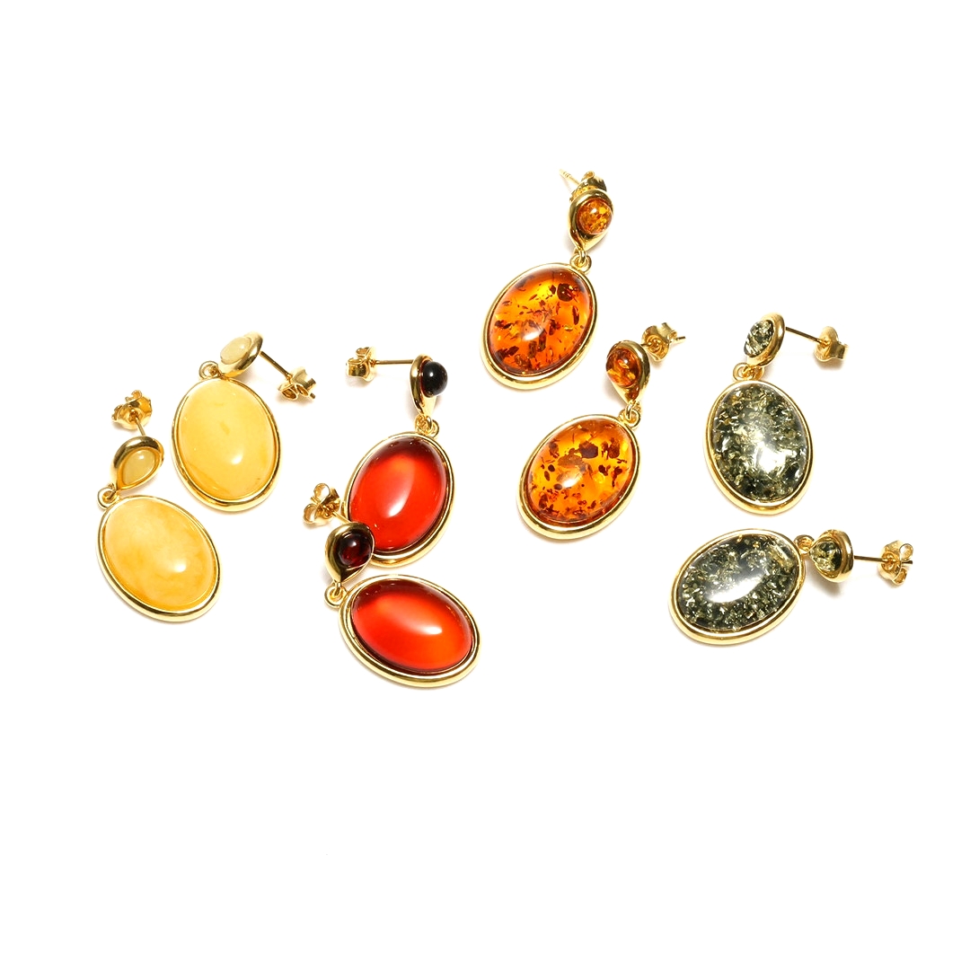 Haqiqiy qimmatbaho toshlar aralashmasi rangli kehribar Sirg'alar Naturalgemstone kehribar Kupe taqinchoqlari 14