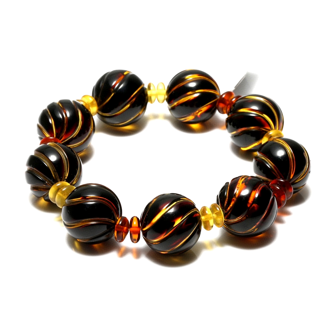 Venta al por mayor, pulsera de piedras preciosas naturales de alta calidad, ámbar, cuentas de ámbar de 8mm 14