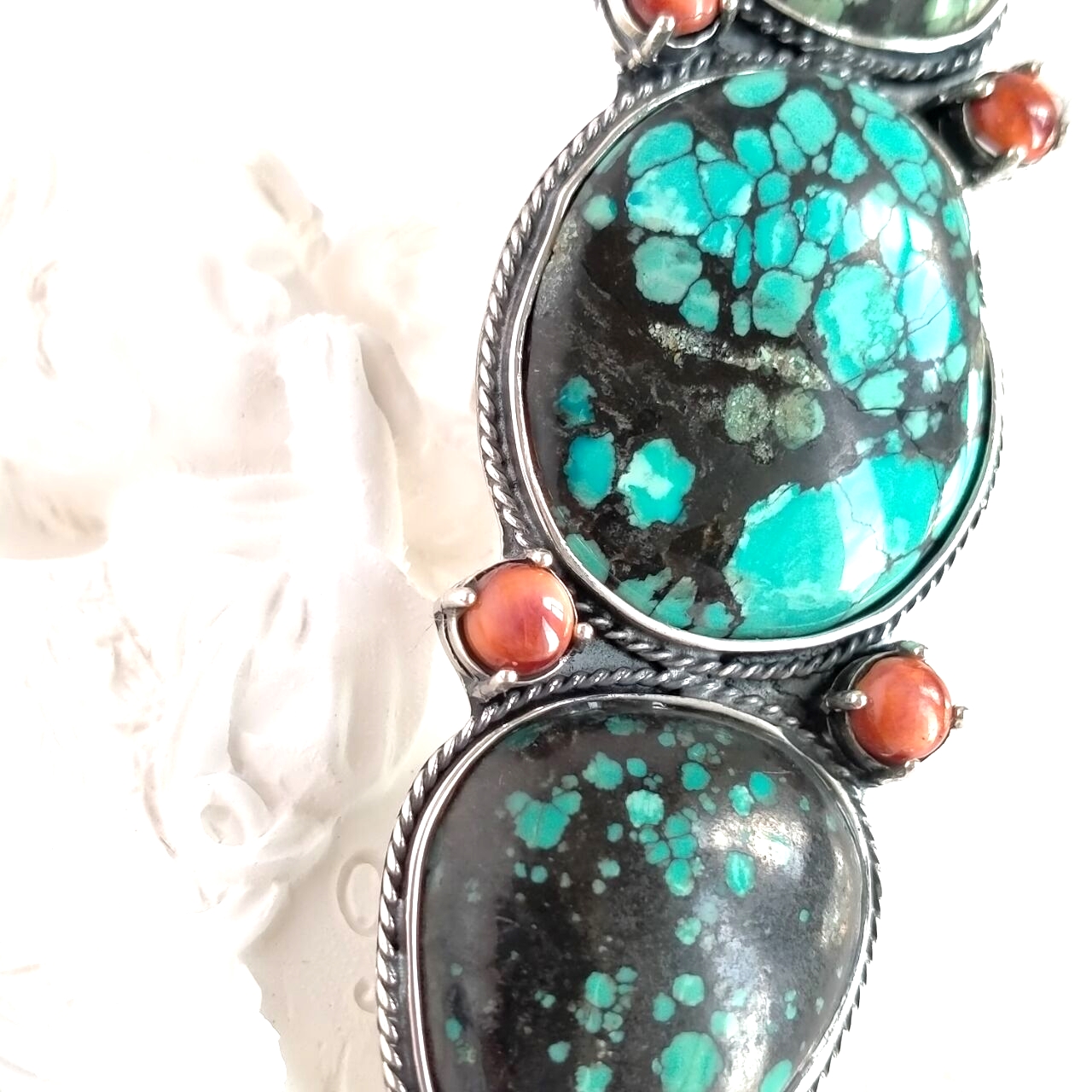 Spiny Oyster Turquoise Ring 925 Sterling Silver Handmade 15