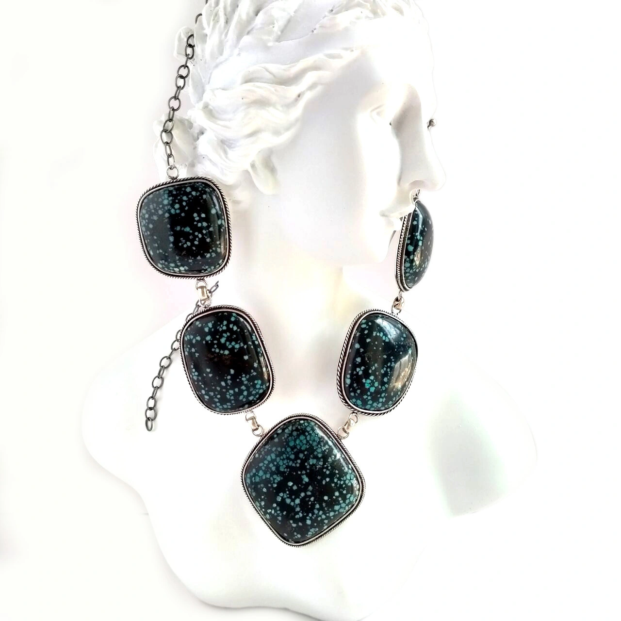 Personalised Turquoise Pendant Necklace Cabochon 925 Sterling Silver 1