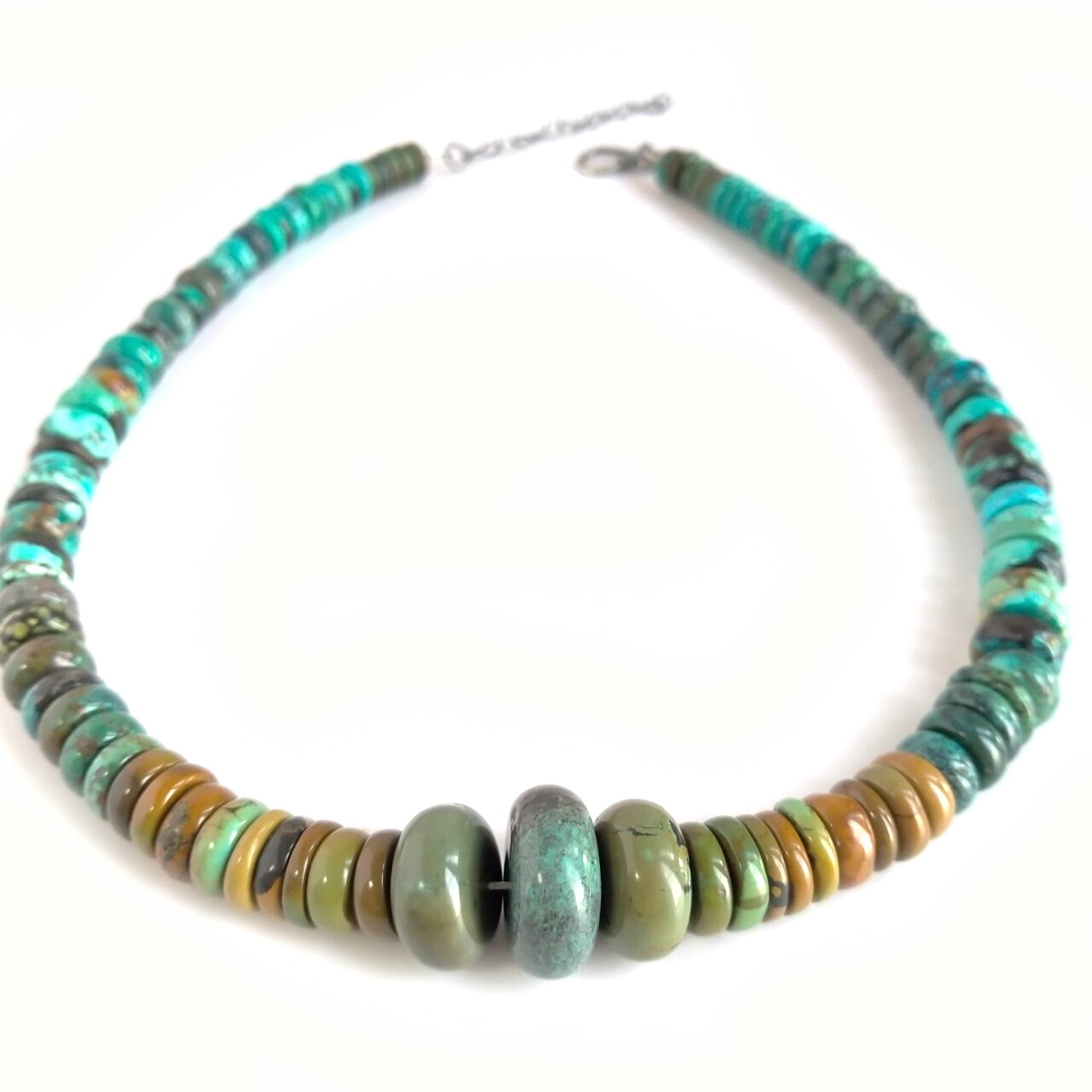 Mkufu wa asili wa turquoise mkufu mmoja wa taarifa yenye shanga 6-14mm 15