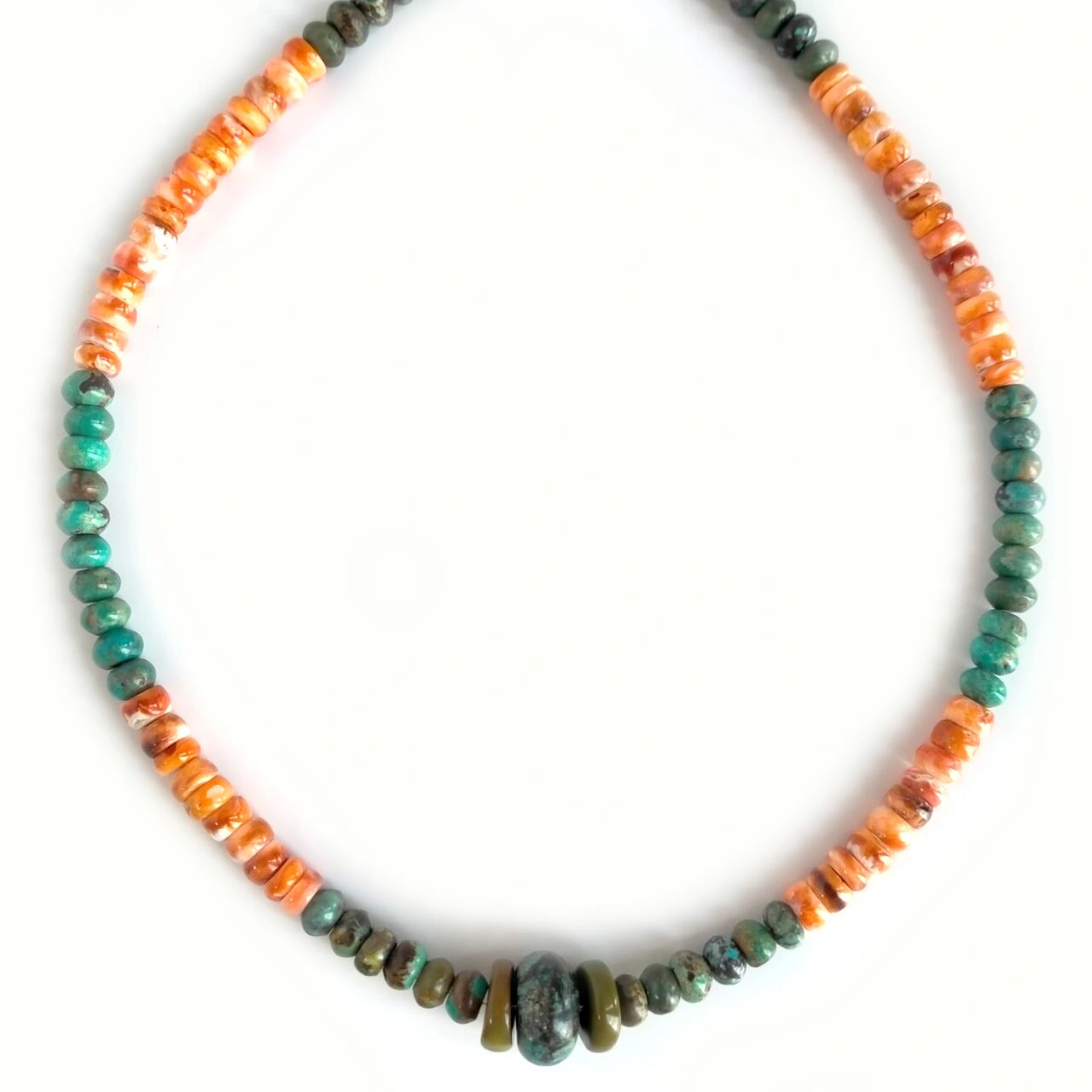 925 Sterling Silver Spiny Oyster Turquoise Bead Necklace All Natural 1