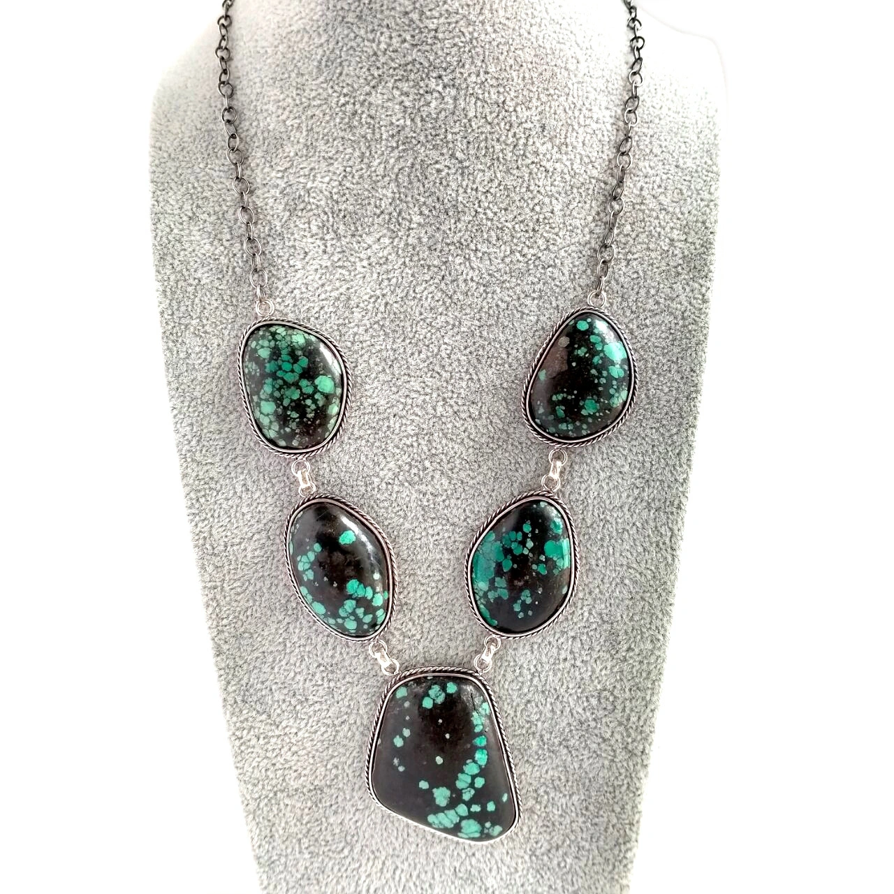 Turquoise Pendant 925 Sterling Silver Necklace e entsoeng ka letsoho 1