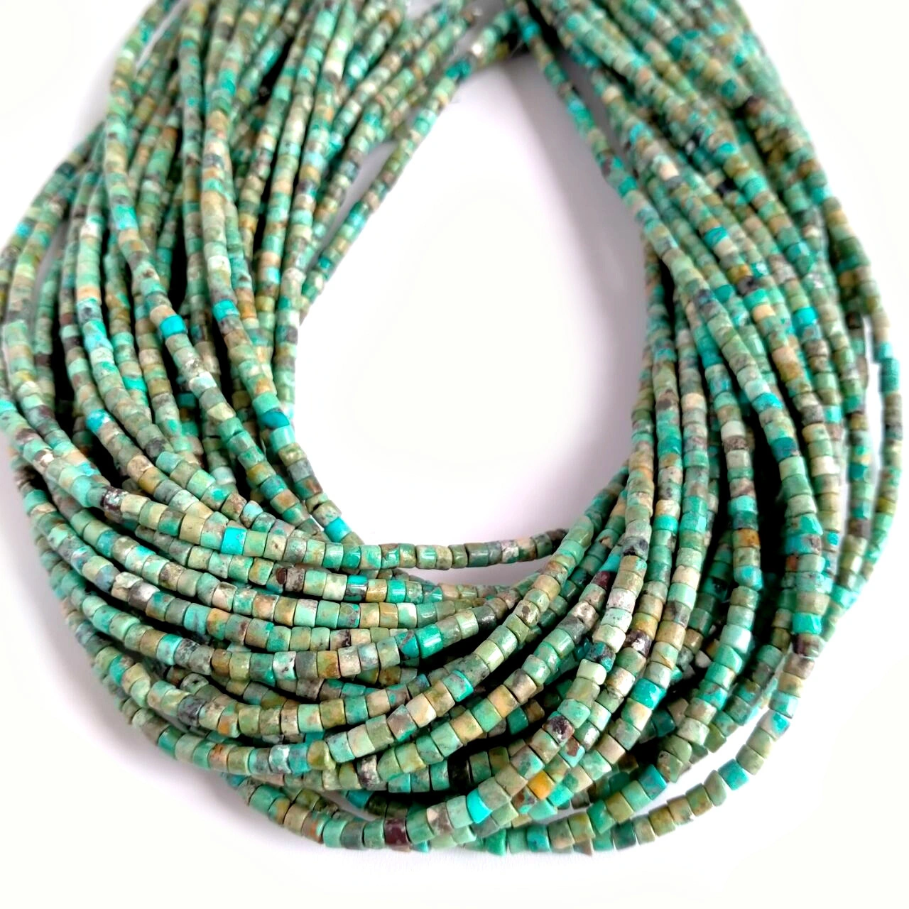 3mm Genuine Native American Style Natural Turquoise Heishi Bead 16 inch Strand 1