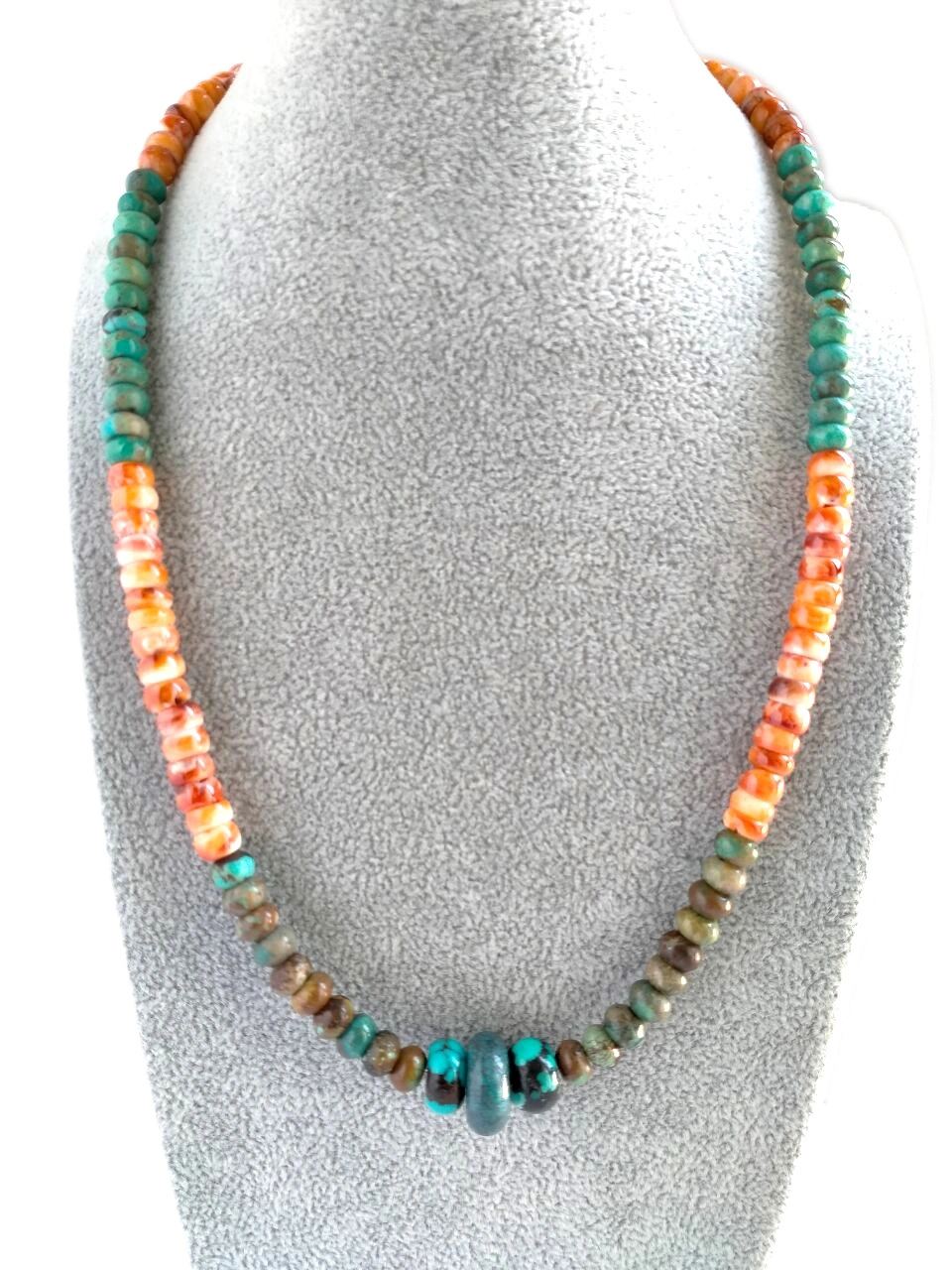 Turquoise Beads Necklace Orange र White Spiny सँग स्पाइनी ओइस्टर स्नातक गरे 1