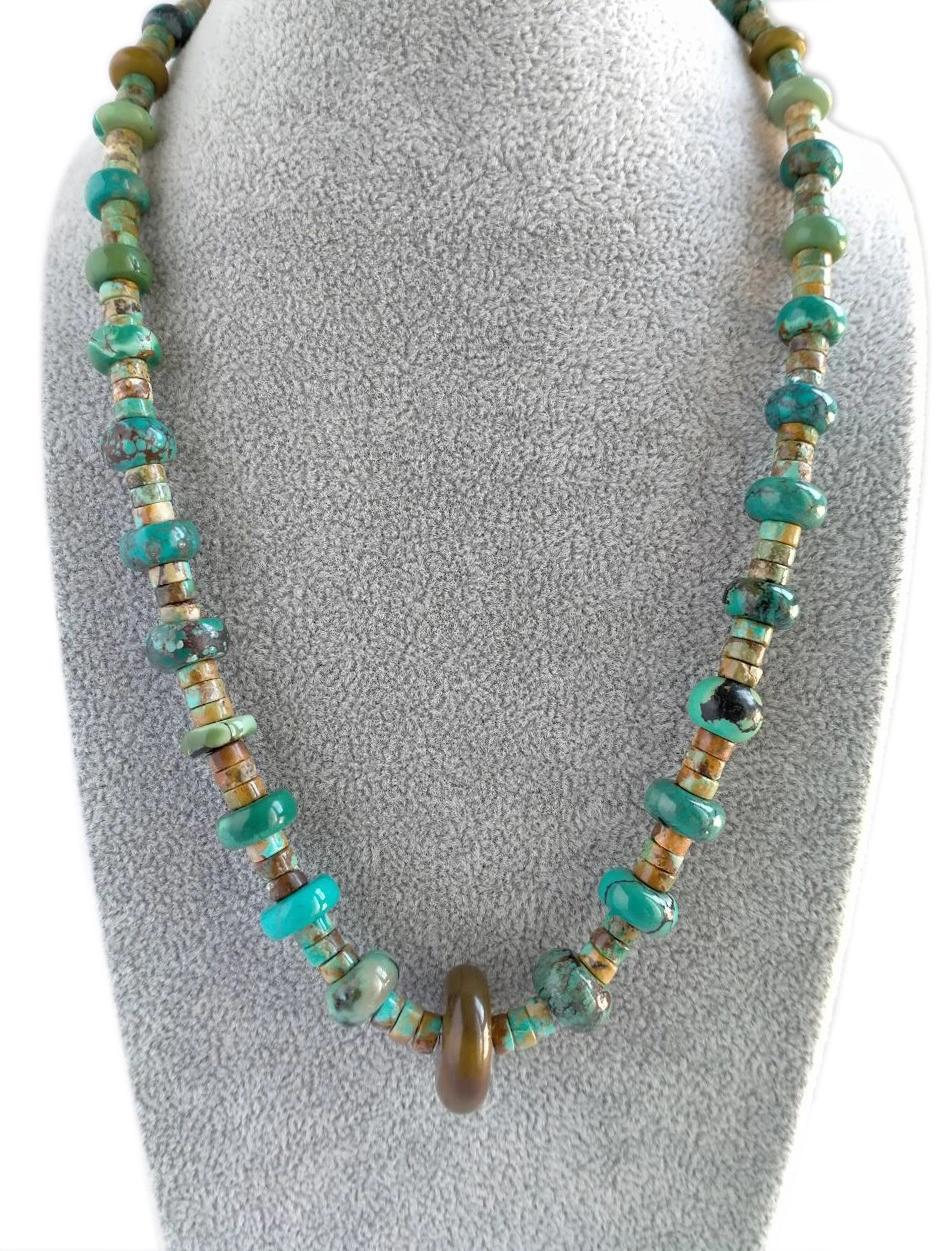 Natural Turquoise Gemstone Silver Jewelry Set  925 Sterling Silver Handmade 1