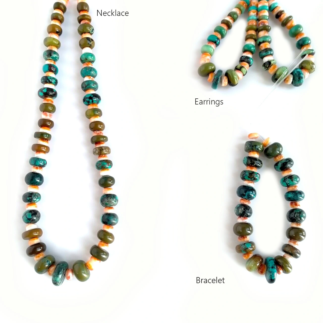 Turquoise Oyster silver set គ្រឿងអលង្ការខ្សែក ខ្សែដៃ និងក្រវិល 1