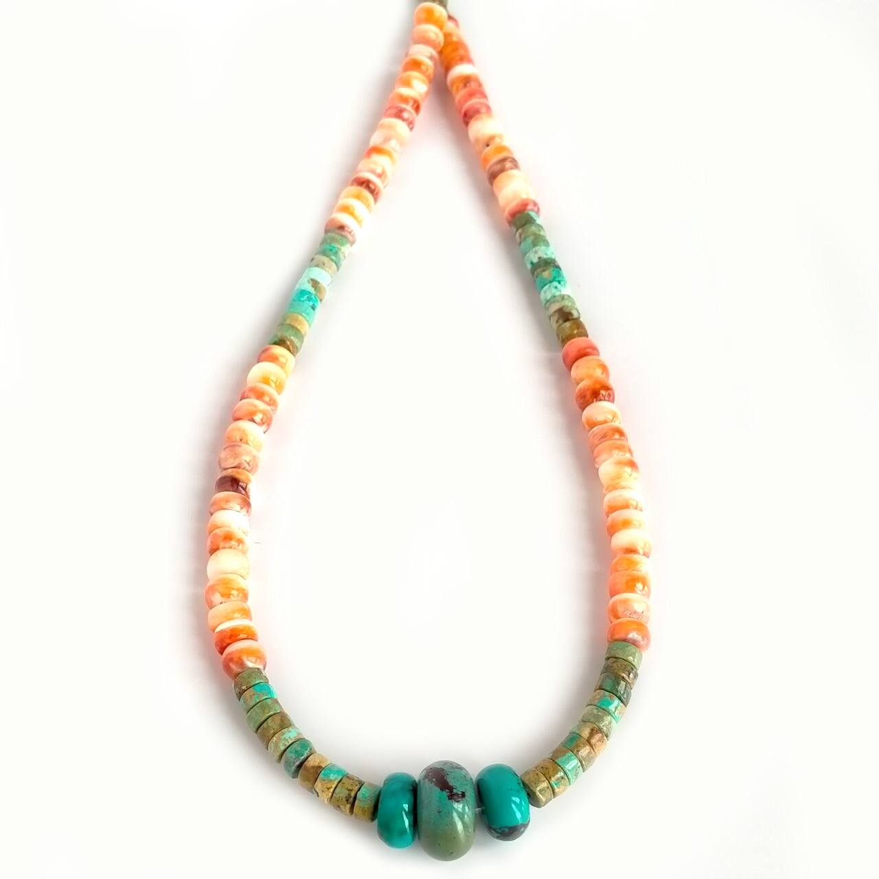 Natural Turquoise & Spiny Oyster Heishi Necklace 15