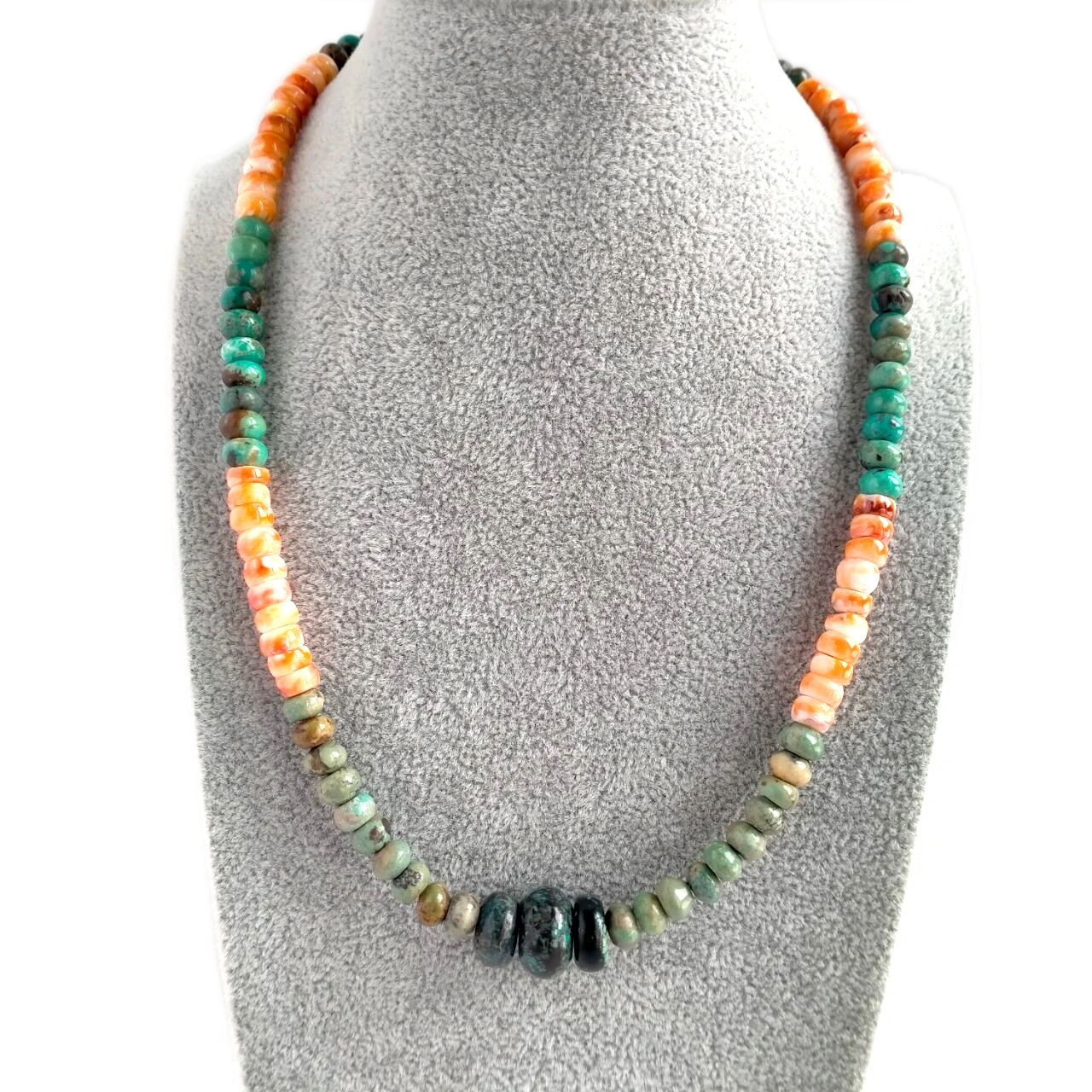 Turquoise ពិត&amp; គ្រឿងអលង្ការ Spiny Oyster Jewelry Turquoise Beaded Necklace 1