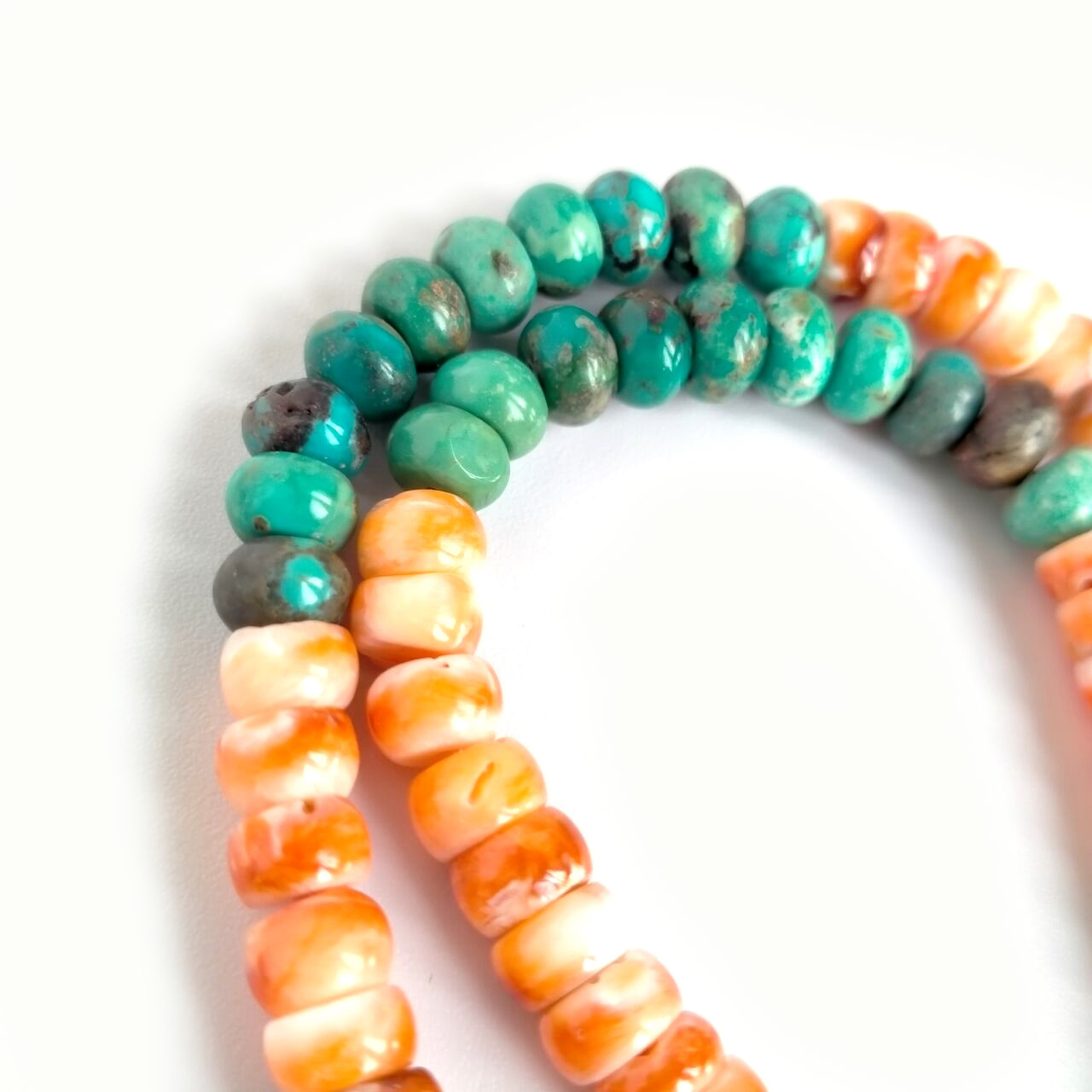 GENUINE Turquoise & Spiny Oyster Jewelry Turquoise Beaded Necklace 15