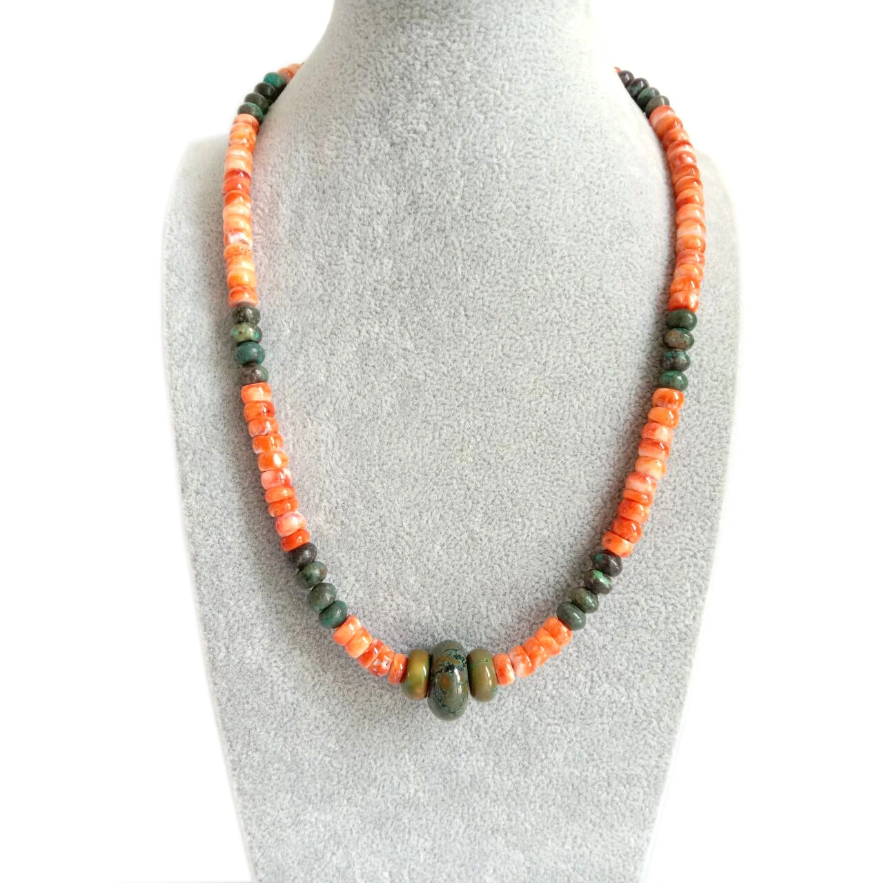 ខ្សែកអង្កាំធម្មជាតិ Turquoise ជាមួយខ្សែក Spiny Beaded 1