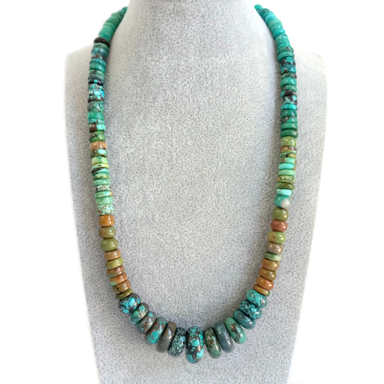 Turquoise Natural Gemstone 925 Silver Rondelle Necklace mabenyane 1