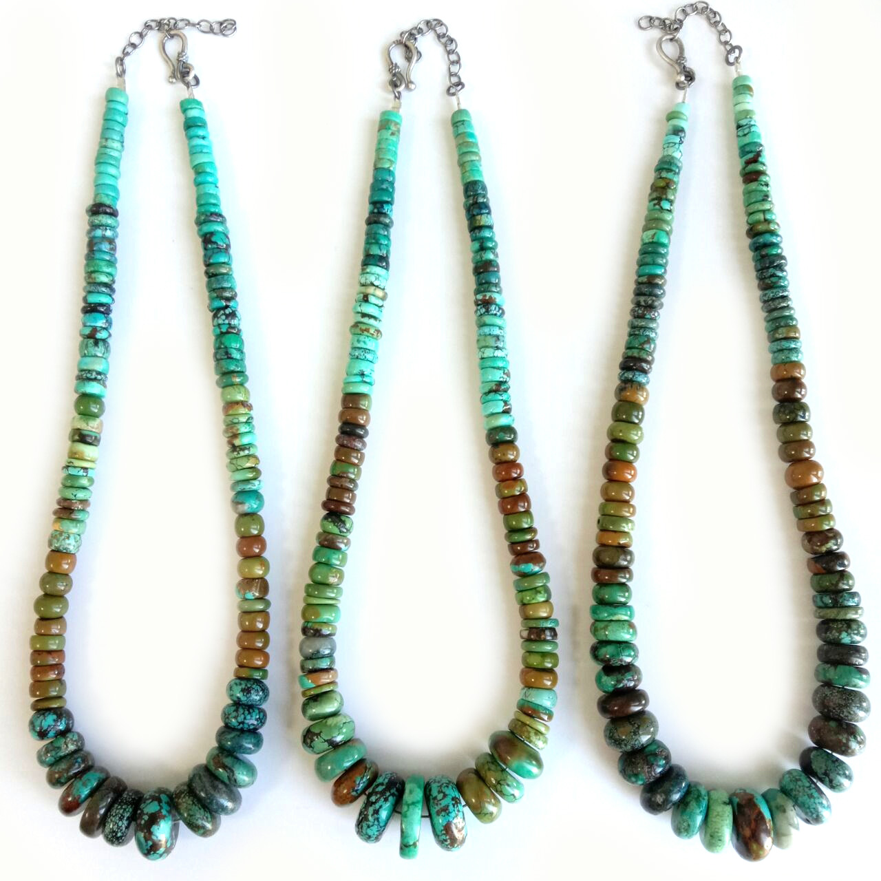 Turquoise Natural Gemstone 925 Silver Rondelle Necklace Jewelry 16