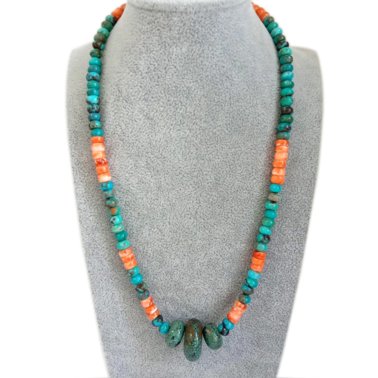 Native American Spiny Oyster Shell Turquoise Bead sefaha se entsoeng ka letsoho 1