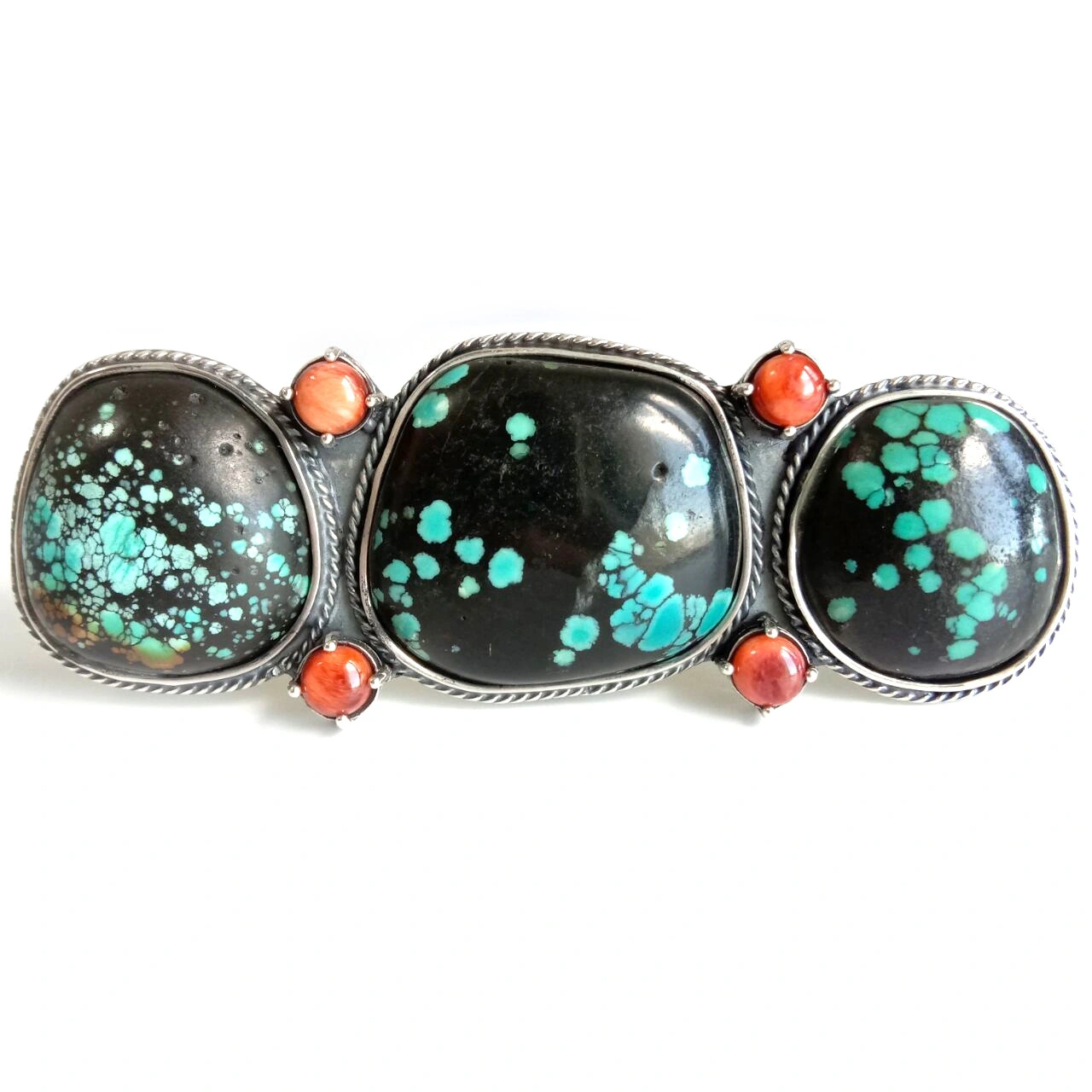 Spider Web Turquoise with 925 Sterling Silver 16 Inch Necklace 1