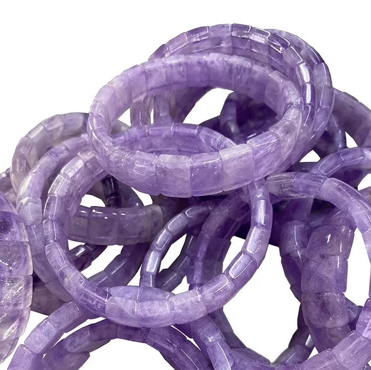 طبیعي برازیل لیوینډر ریښتیني قیمتي ډبره ارغواني رنګ قیمتي ډبره د بنګل اندازه 20mm 1