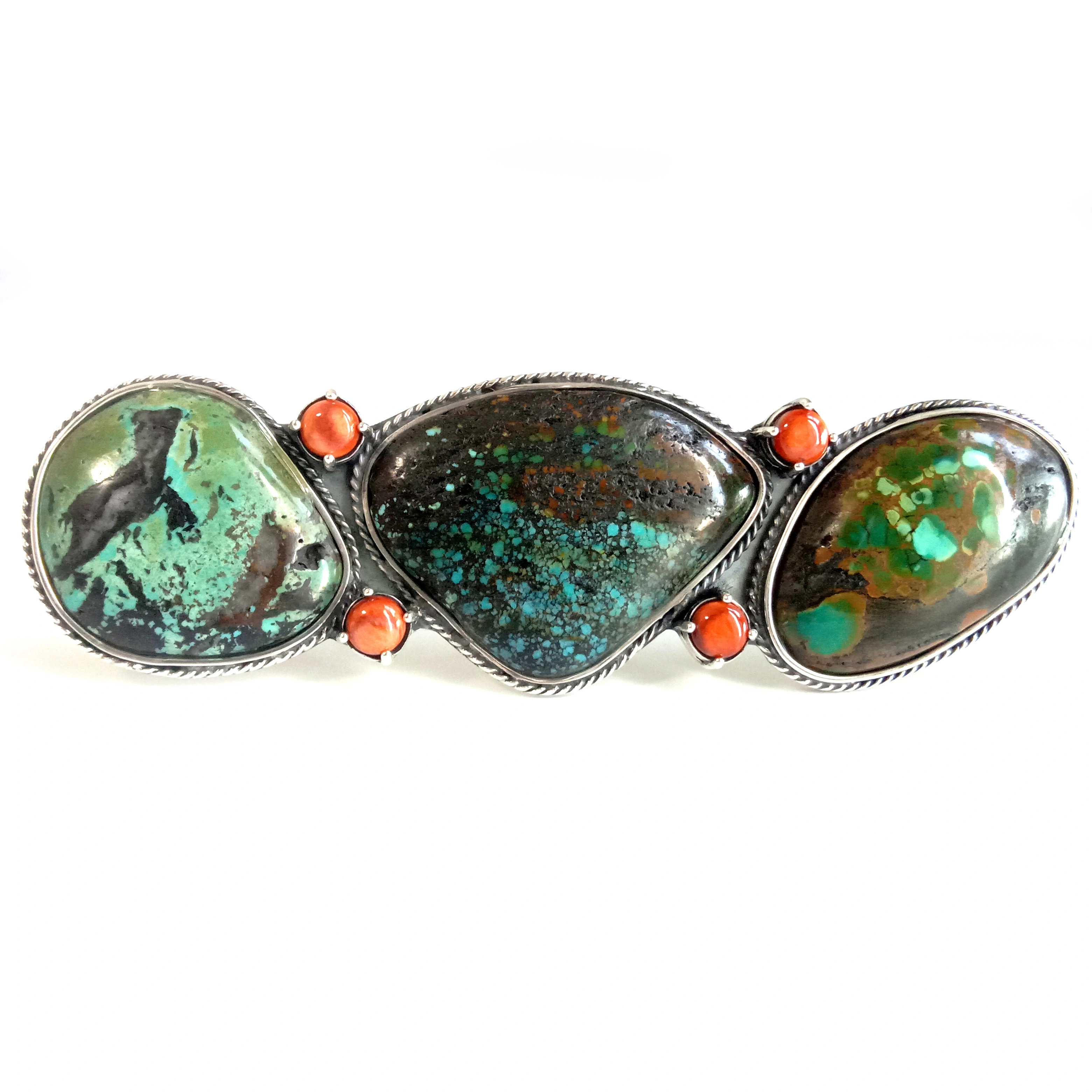 Spiny Oyster Ring 925 Sterling Silver Copper Turquoise Stone Ring 1