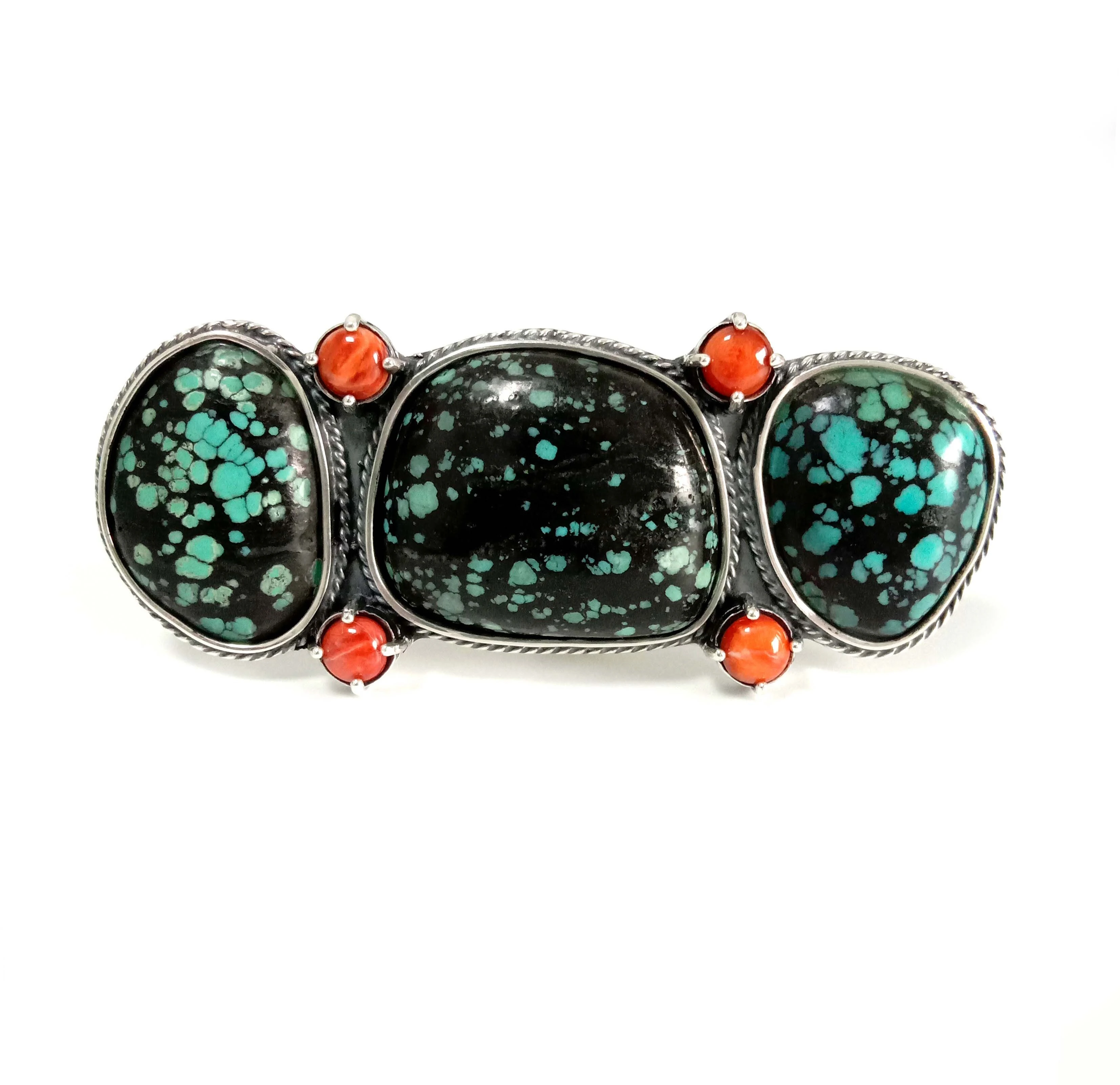 925 Sterling Silver Turquoise and Spiny Ring 1