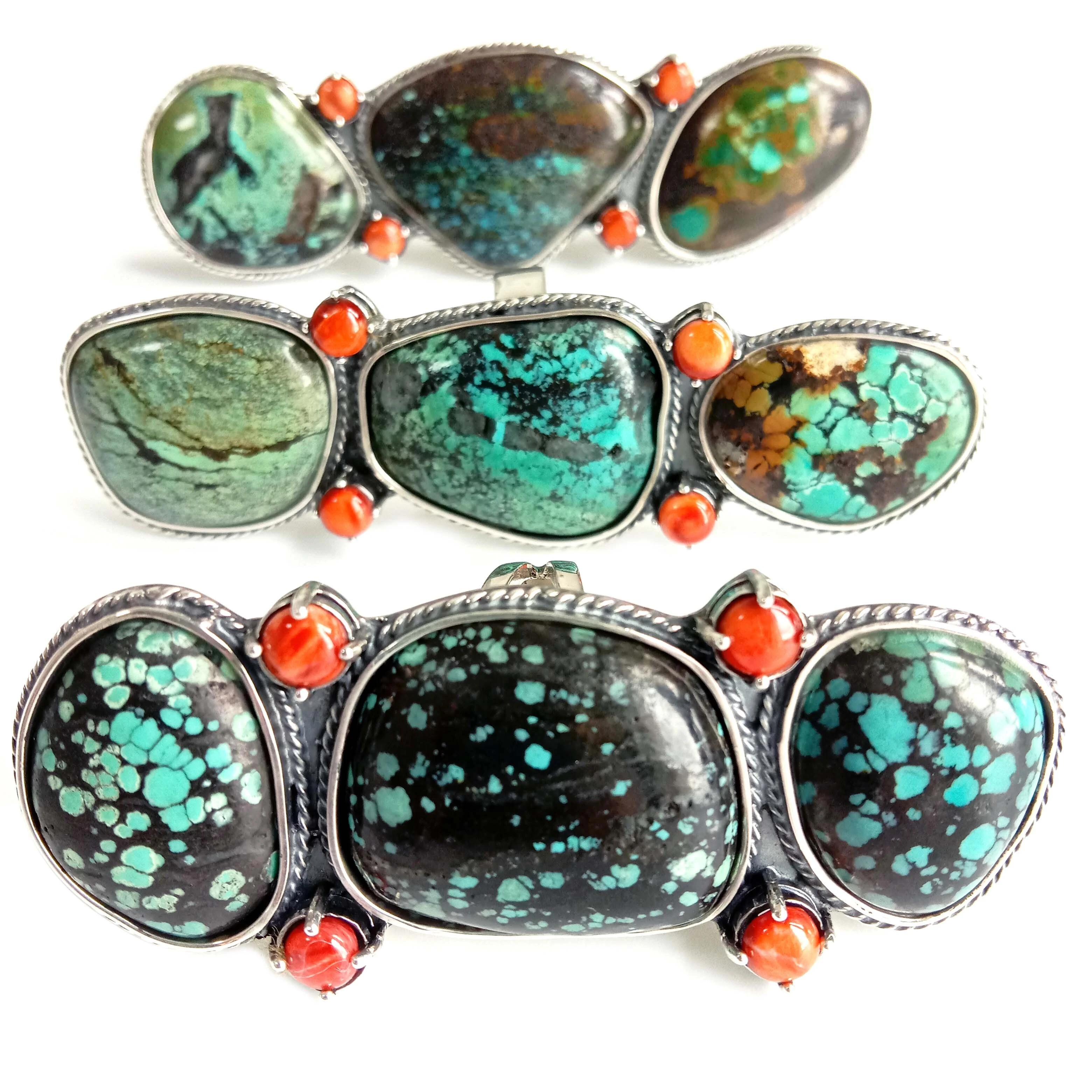Spiny Oyster Turquoise Ring Mix Shape 925 Silver Jewelry 1