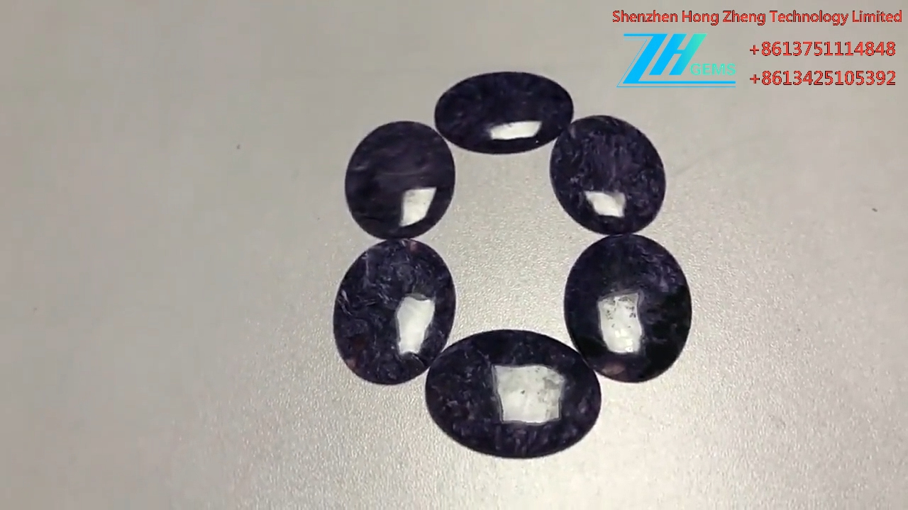 6 പീസുകൾ ലോട്ട് ചാറോയിറ്റ് ഓവൽ കബോച്ചോൺ 35x26x4 മിമി (6 പീസുകൾ) ചാറോയിറ്റ് 8