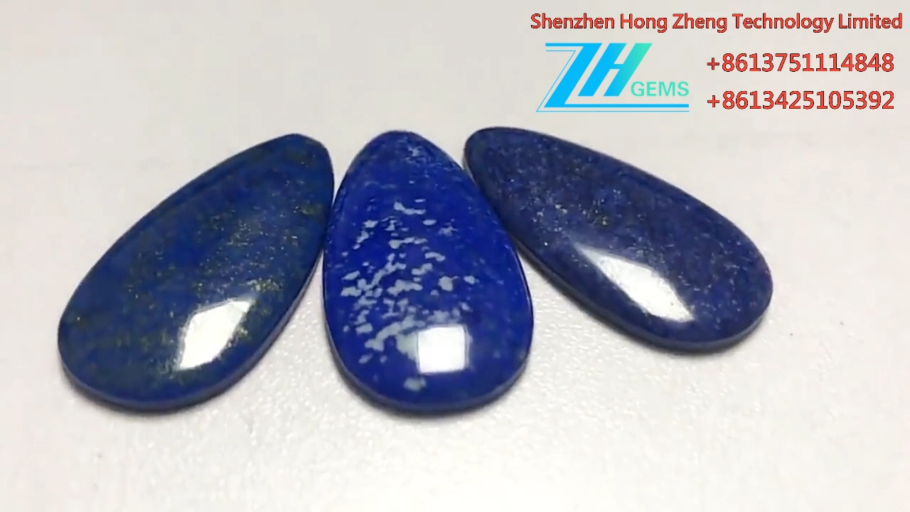 Lapis Lazuli Cabochon 36x19x4mm Siâp Gellyg Glas Naturiol 8