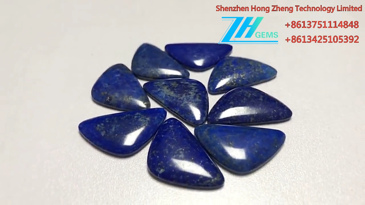 Lapis lazuli cabochon مثلث قیمتی کیفیت نرم قیمتی ډبره 1