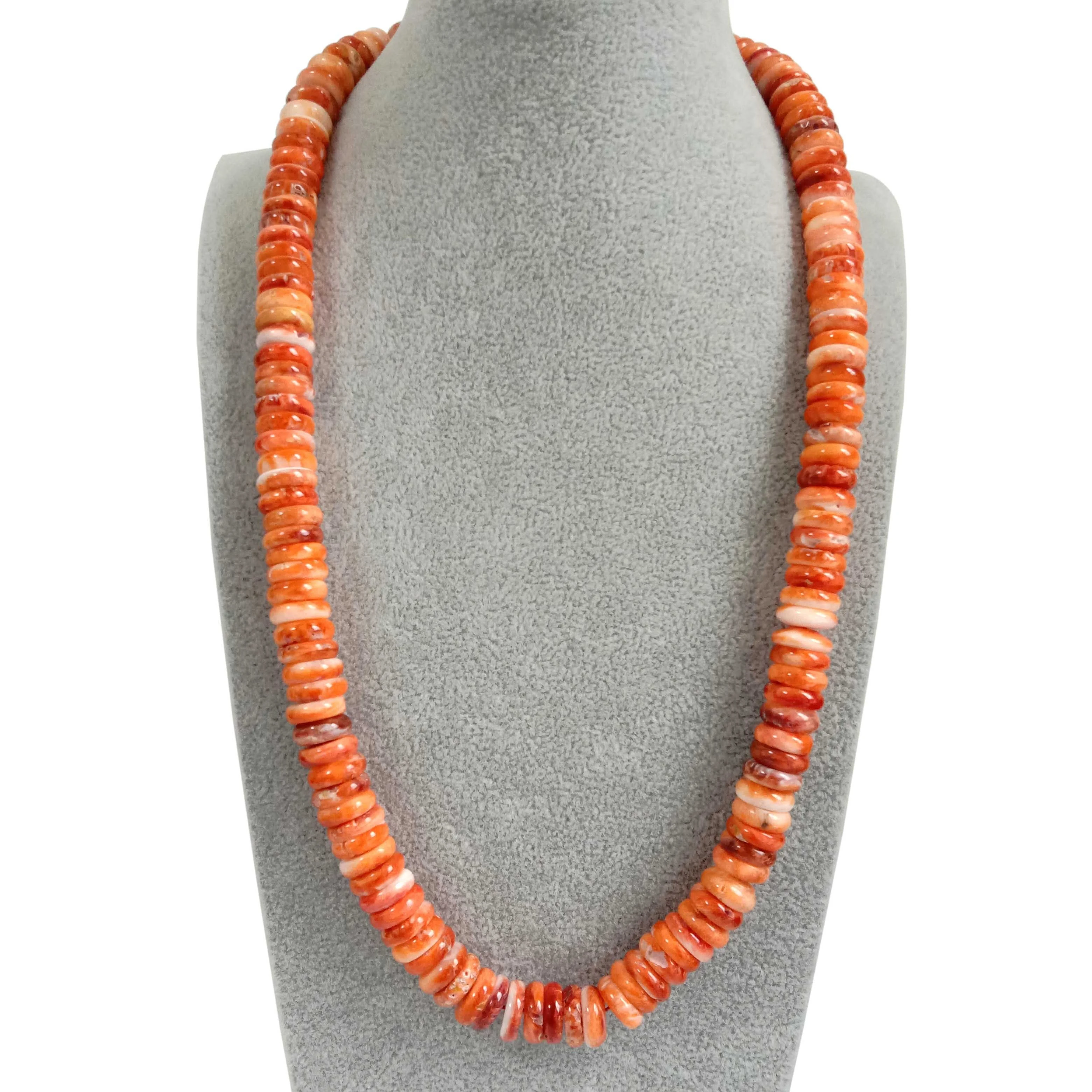 AAA Natural spiny oyster shell bead 10mm Roundell shape natural orange 16 inch 1