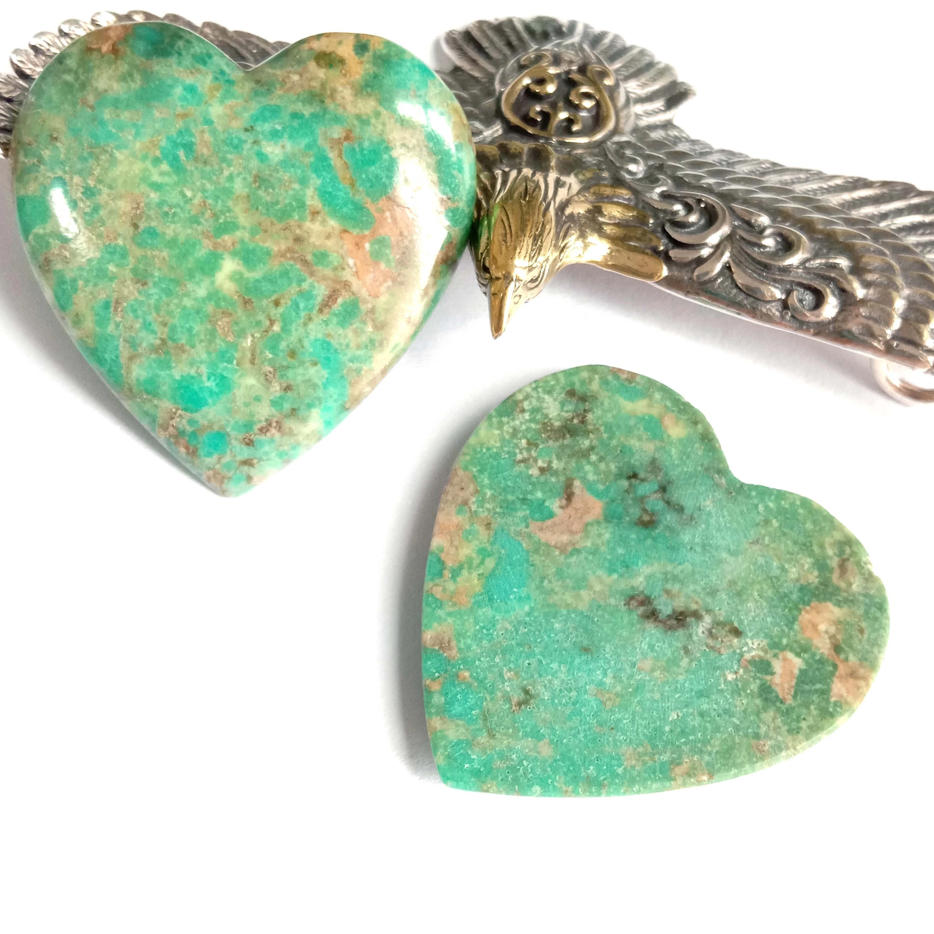 Blue Green Turquoise Hare Large Pelo Cabochon 1