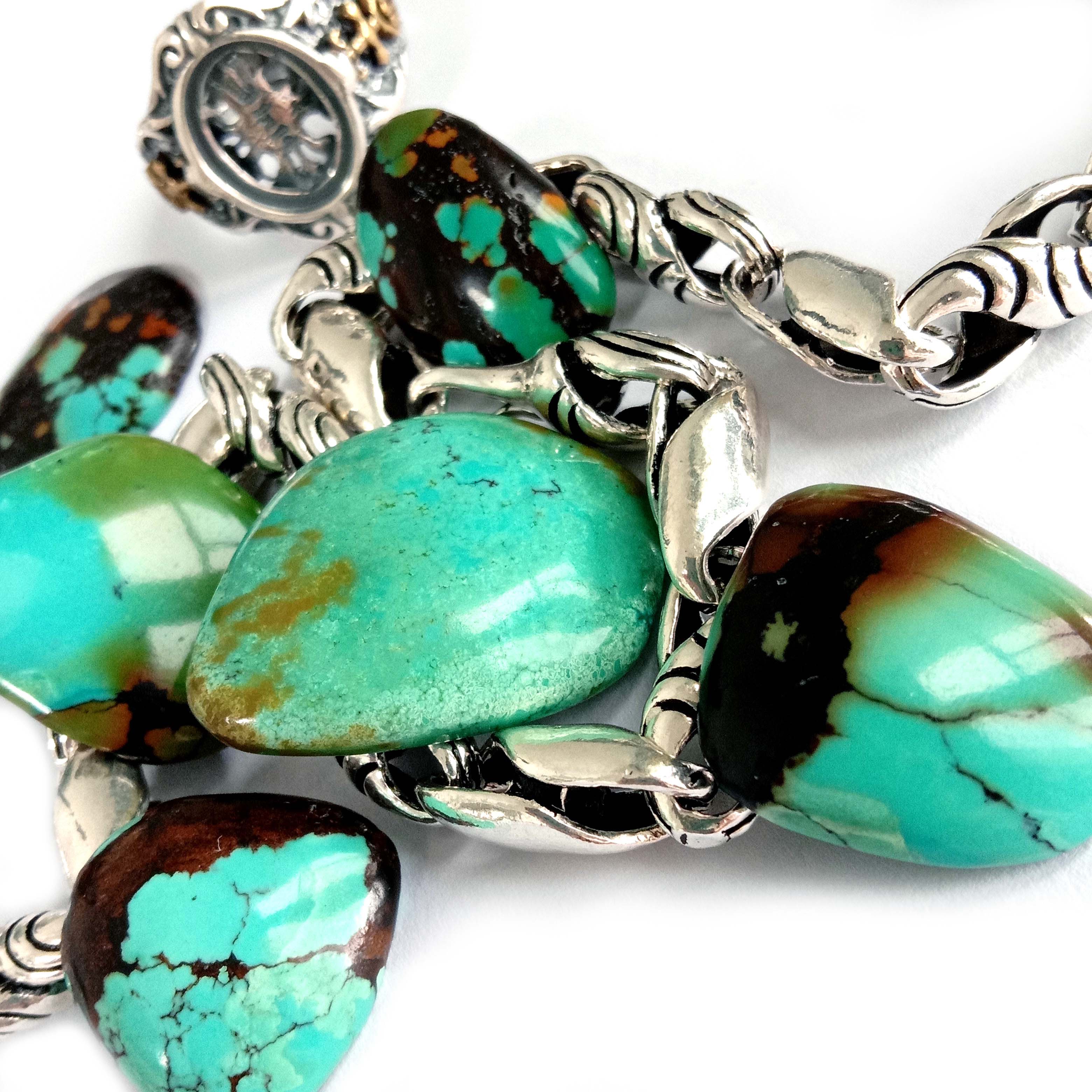 ដ៏ស្រស់ស្អាតធម្មជាតិ Turquoise Cabochon រាងចម្រុះដៃ ប្រើសម្រាប់គ្រឿងអលង្ការ 15