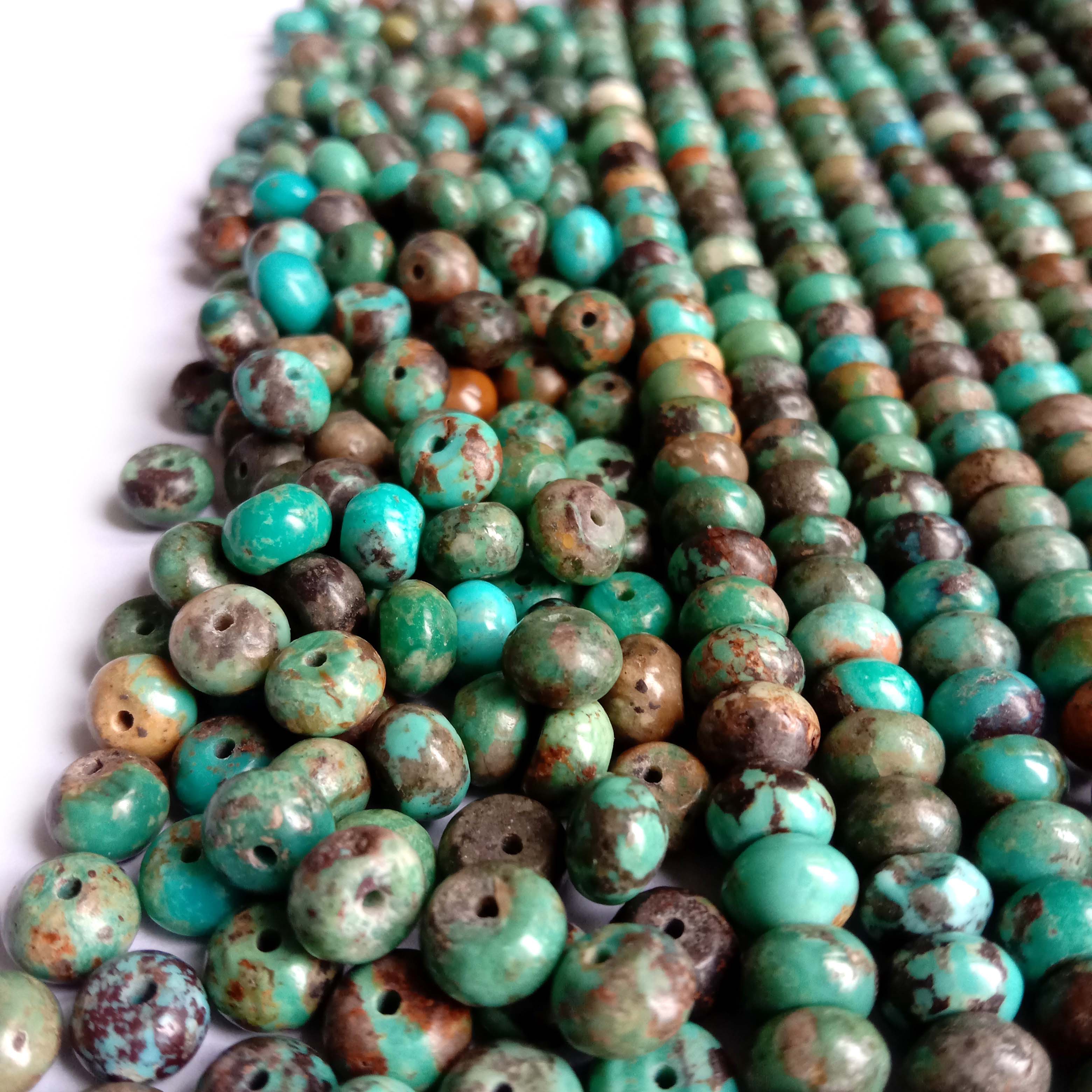 Natural Green Turquoise Rondelle Loose Beads for Bracelet Necklace Jewelry Making 18