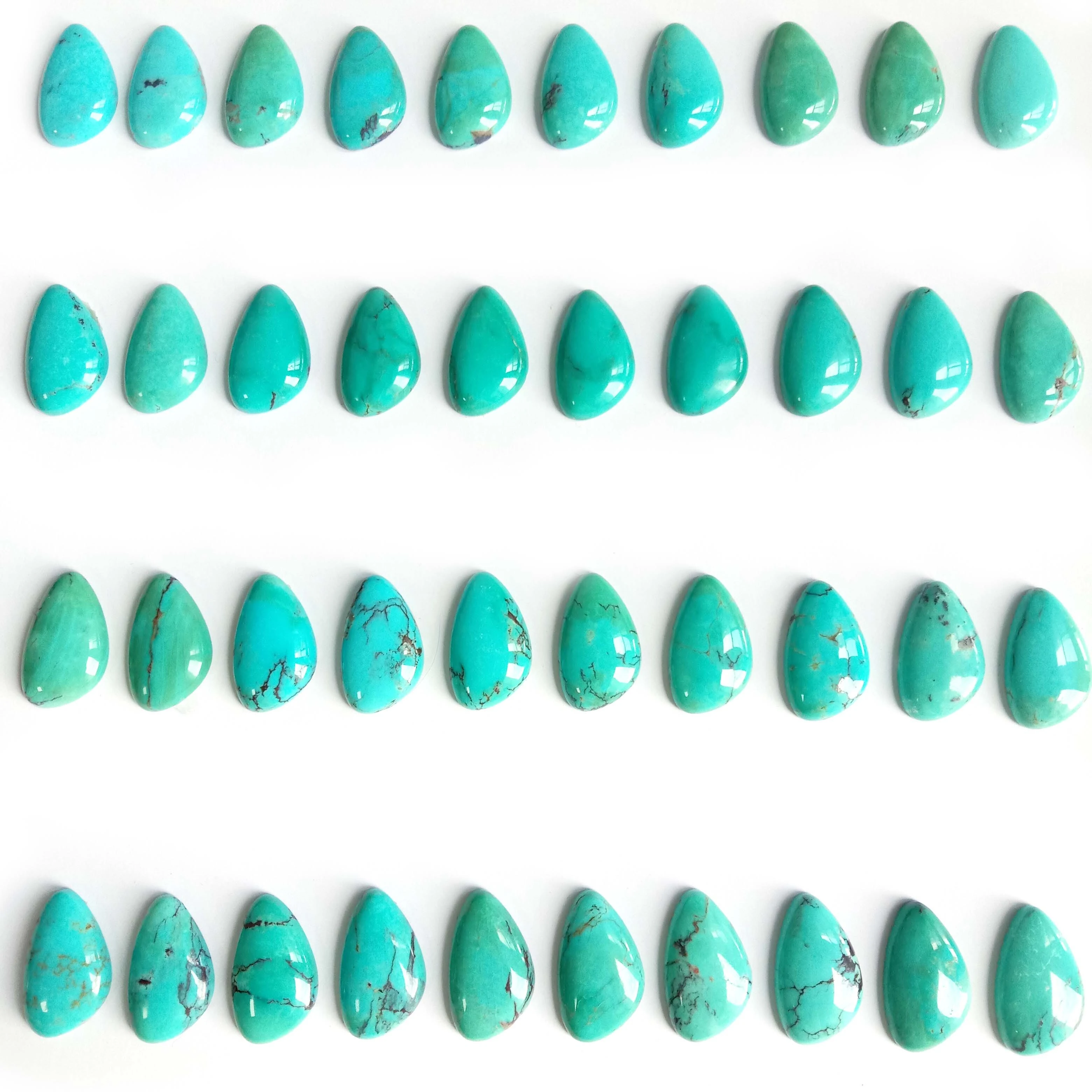 Real Turquoise Gemstone Oval Cabochon Kwa Vito vya Kutengeneza Mchanganyiko wa Maumbo ya Jumla 1