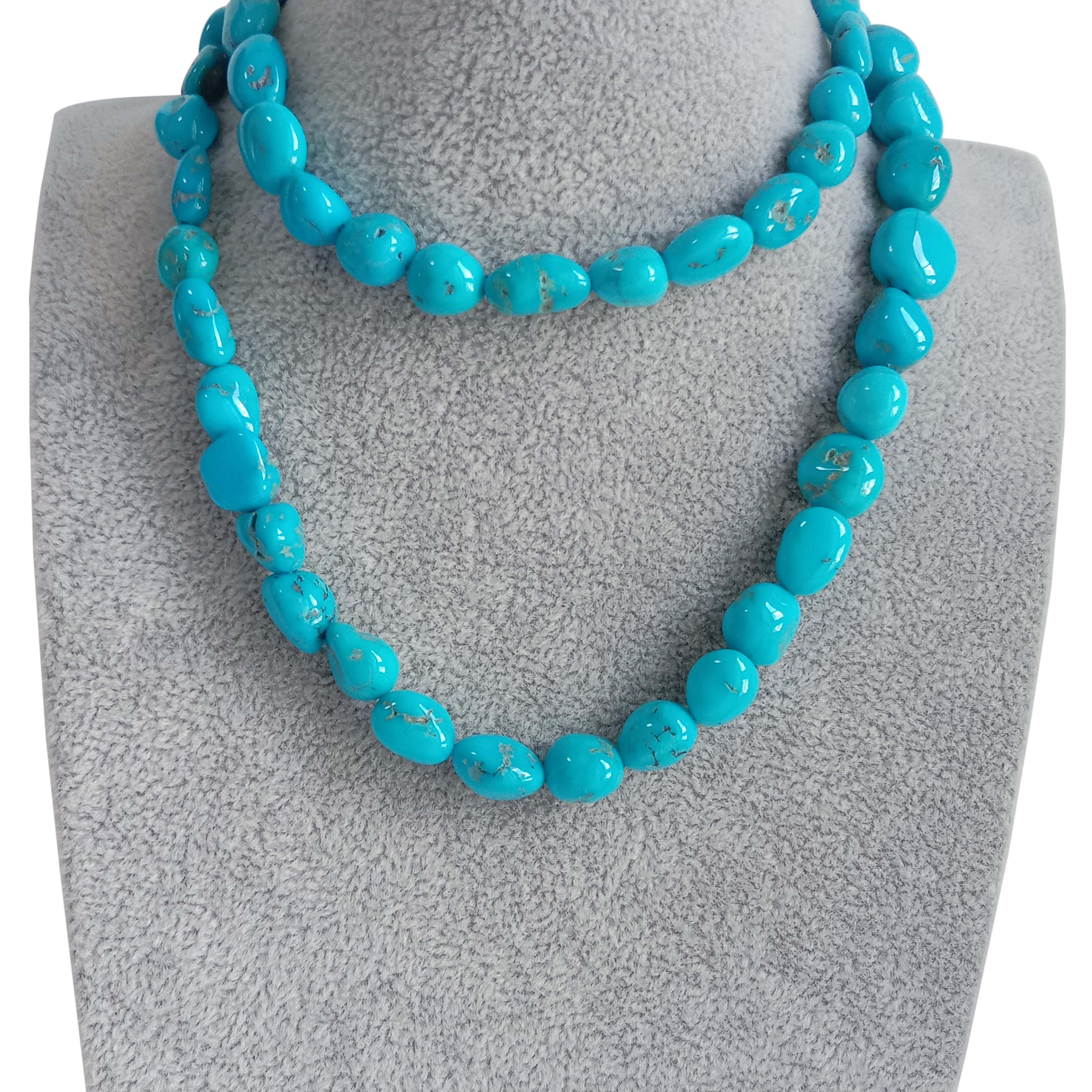 Fa'aanatura Blue Turquoise Nugget Beads 8-12mm Moni Moni Turquoise Gemstone 19