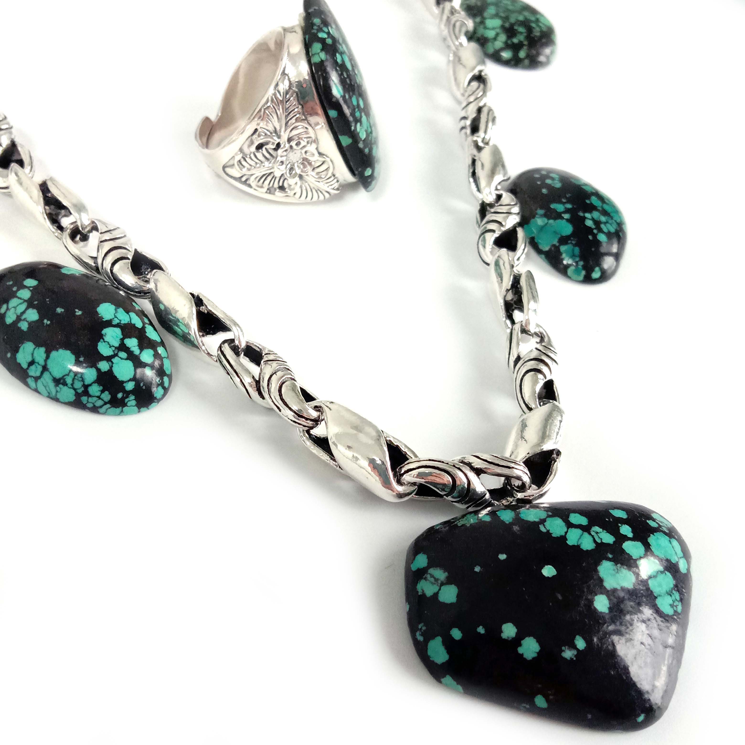 보석 만들기를 위한 자연적인 혼합 모양 청록색 카보숑 1