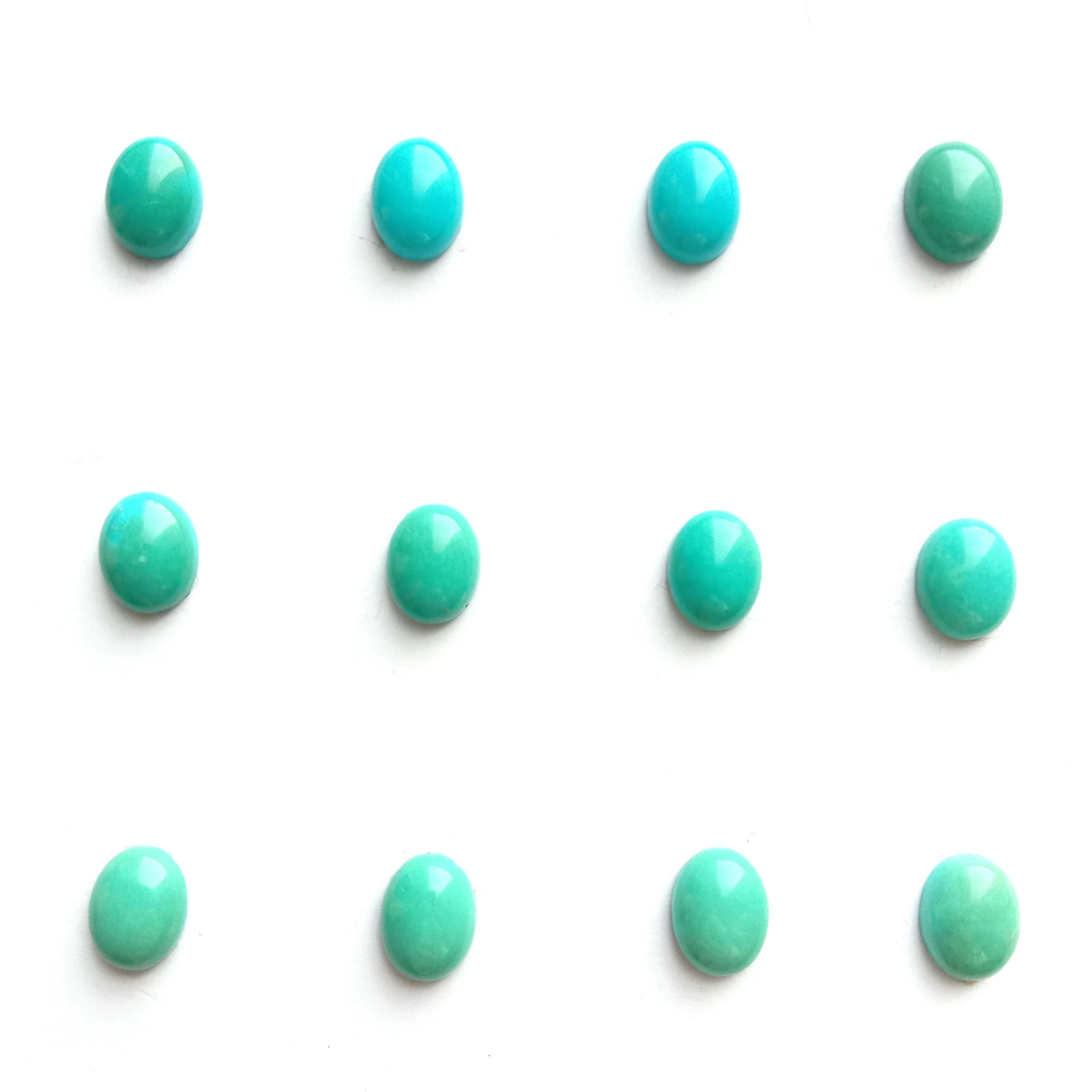 AAA Grade Blue Natural Turquoise 9x7 mm Oval Cabochons 1