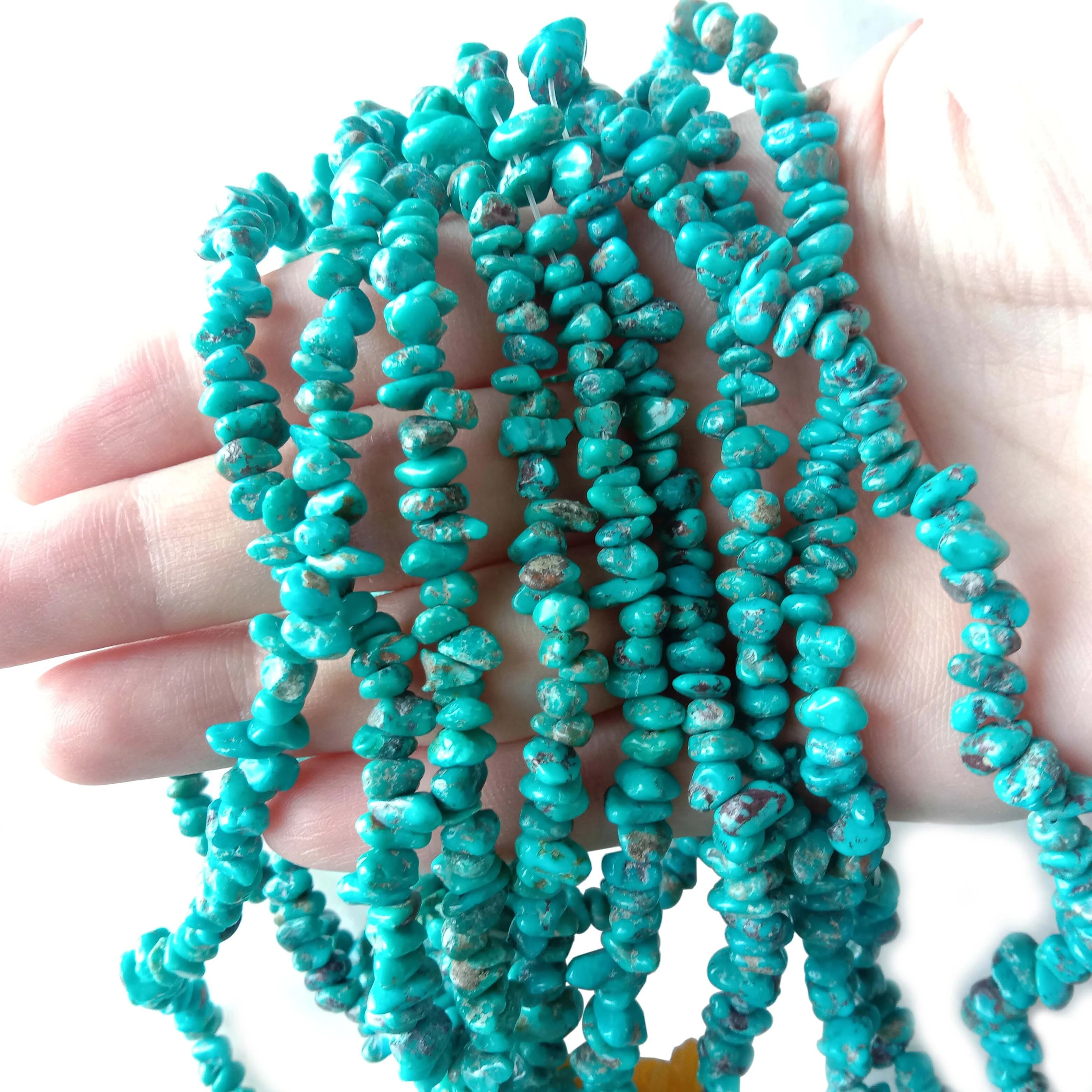 Turquoise Gemstone Strands Free form Nugget Chips Handcrafted Beads 1