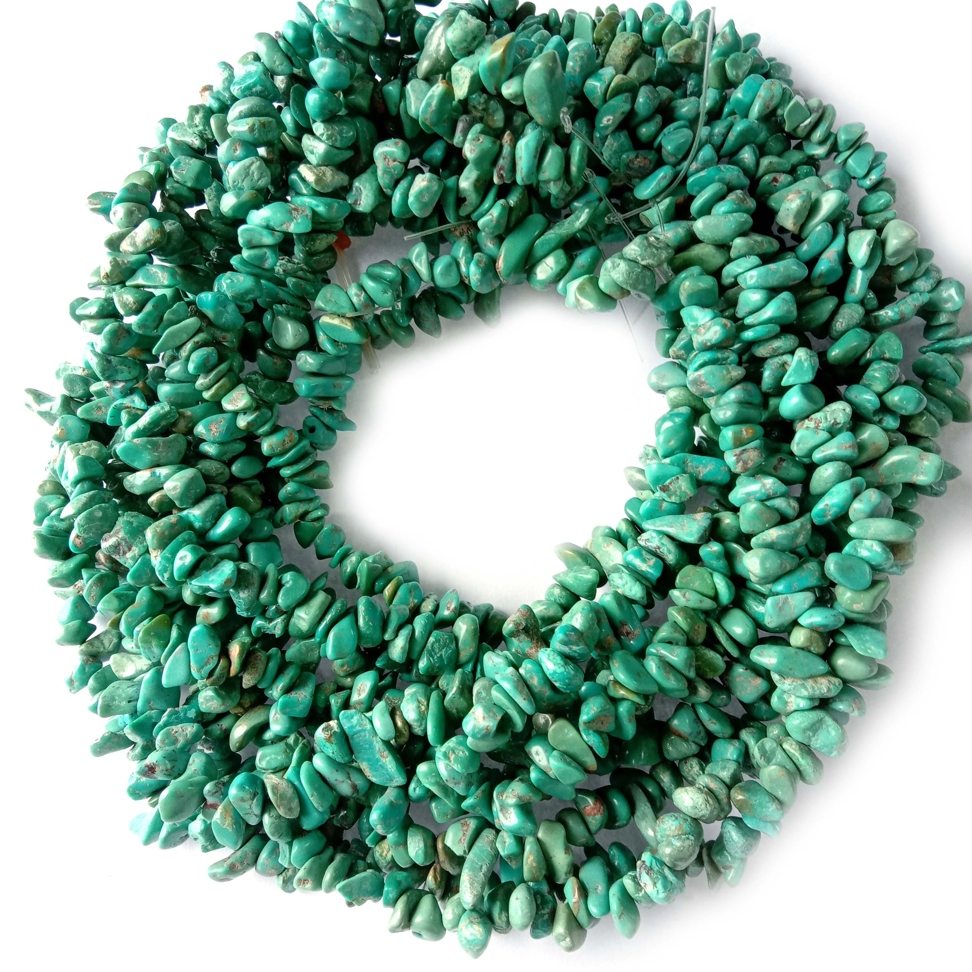 Natural Turquoise Blue Green Chip Bead 3-10mm 16 inch strand 1