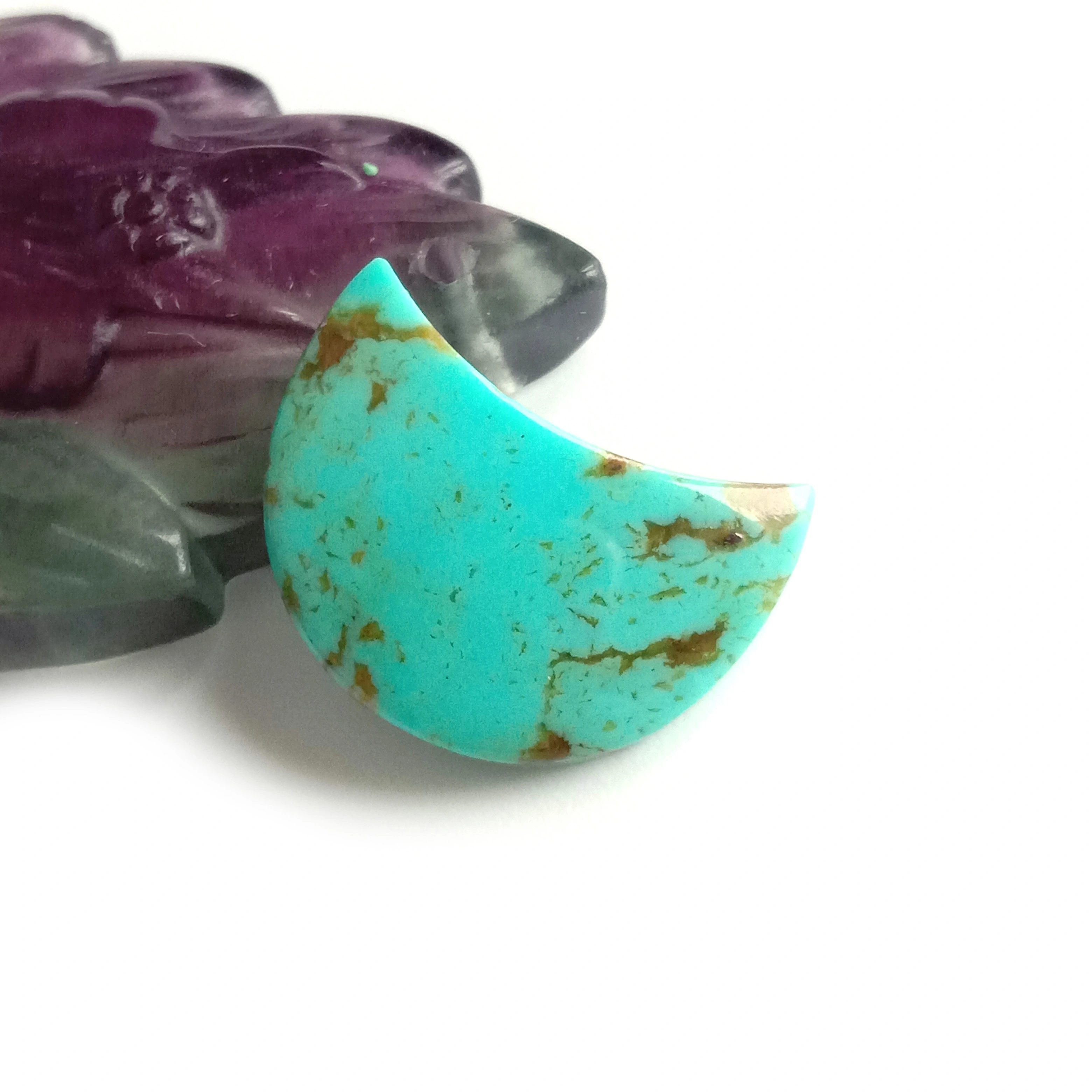 Natural Turquoise 'D' Half Moon shape Flat Gemstone for jewelry pendant earrings making beads 1