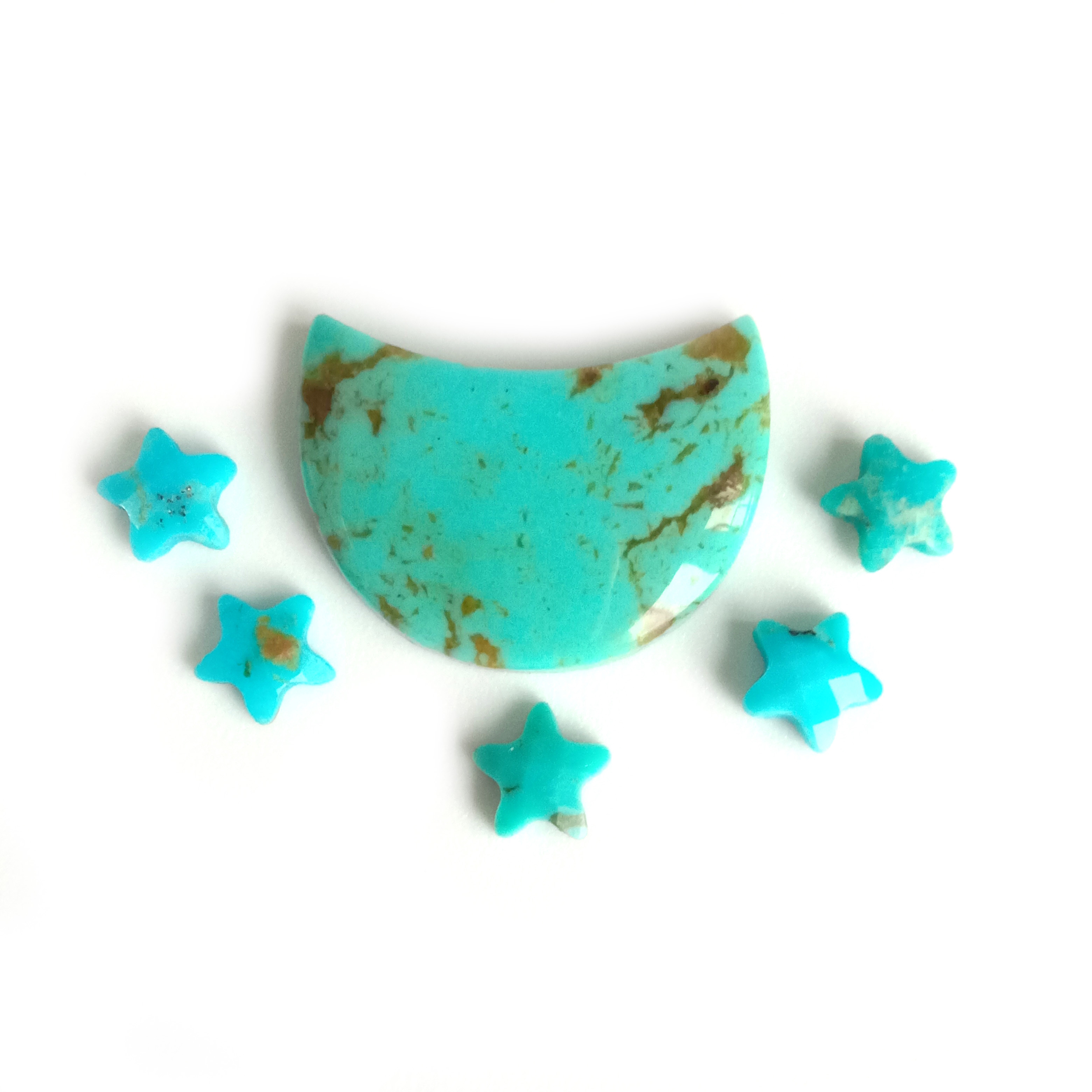 Natural Turquoise 'D' Half Moon shape Flat Gemstone for jewelry pendant earrings making beads 15