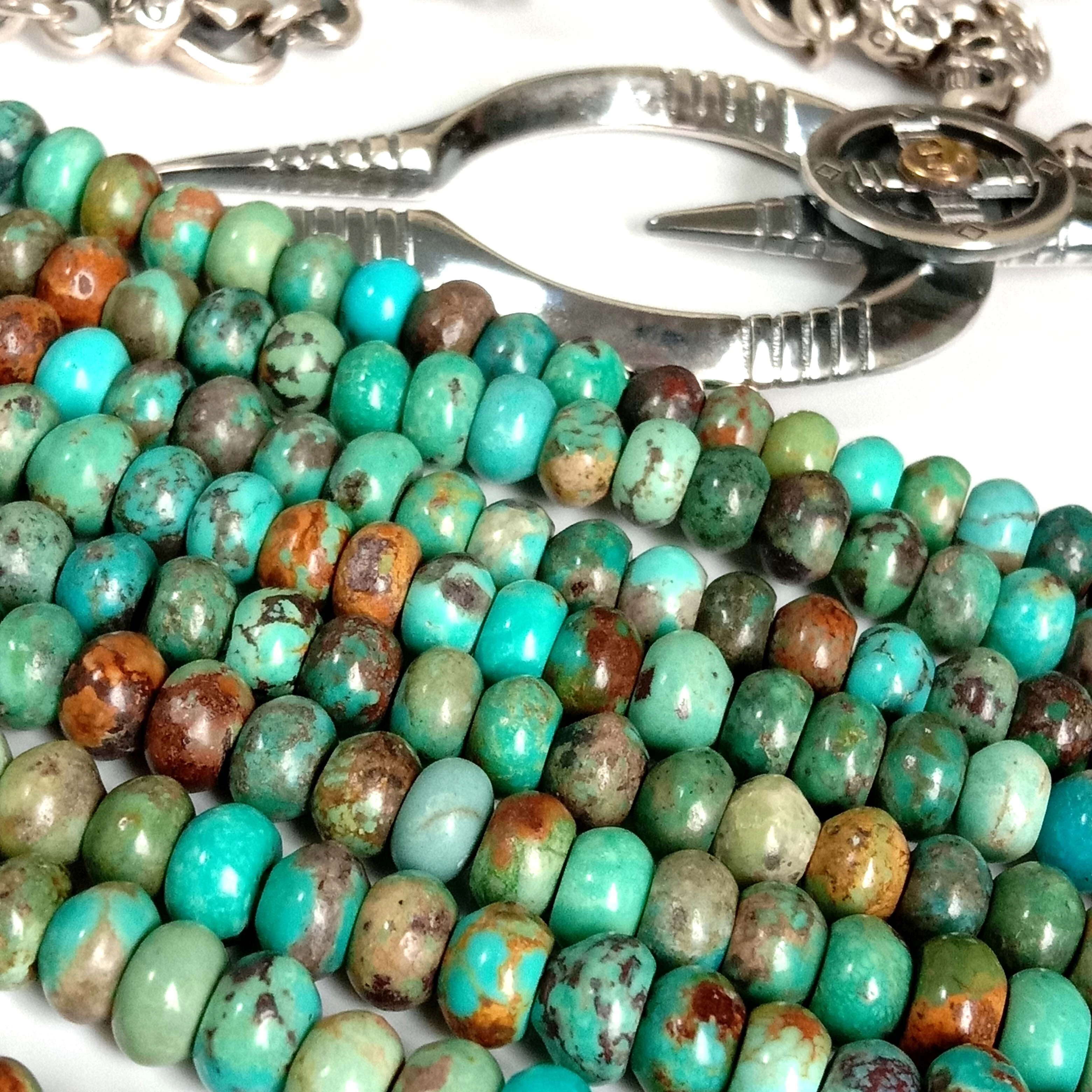 Turquoise beads 16 strand roundels organic natural non-dyed 1
