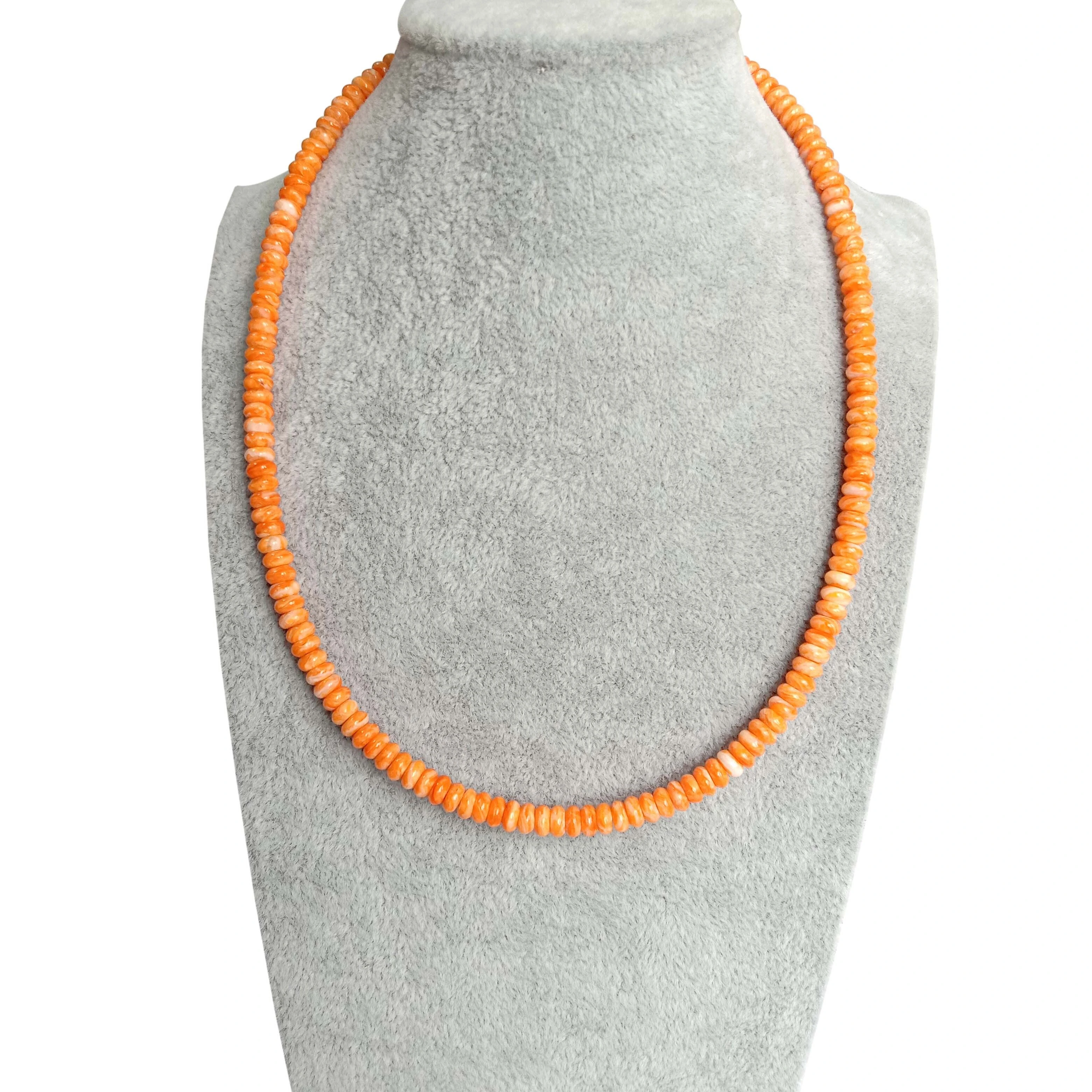 អង្កាំធម្មជាតិ Spiny Oyster Shell Rondelle Beads 5x3mm Strand 16 អ៊ីញ 1