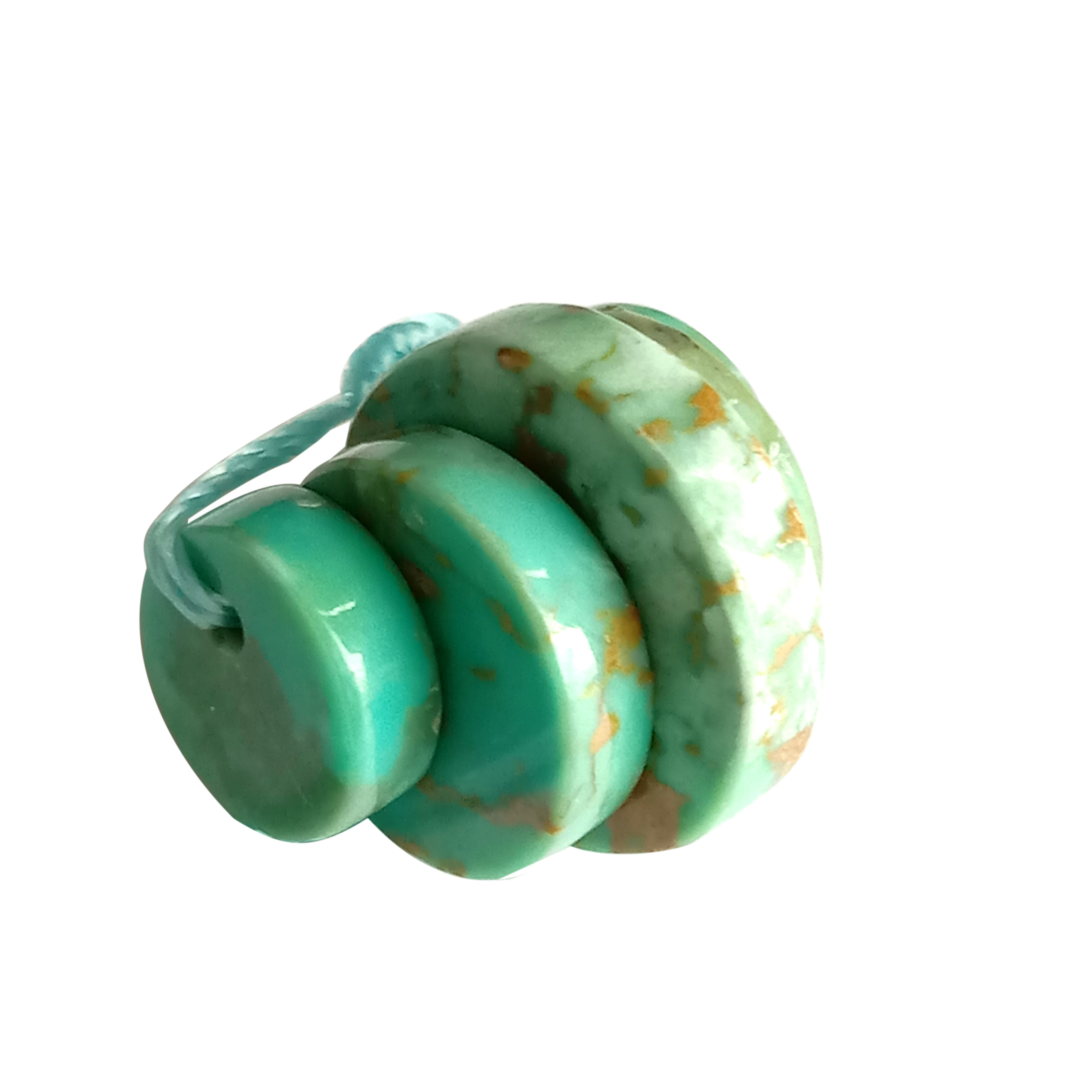 Blue Green Natural Turquoise Small Round Cabochons set of 5 15